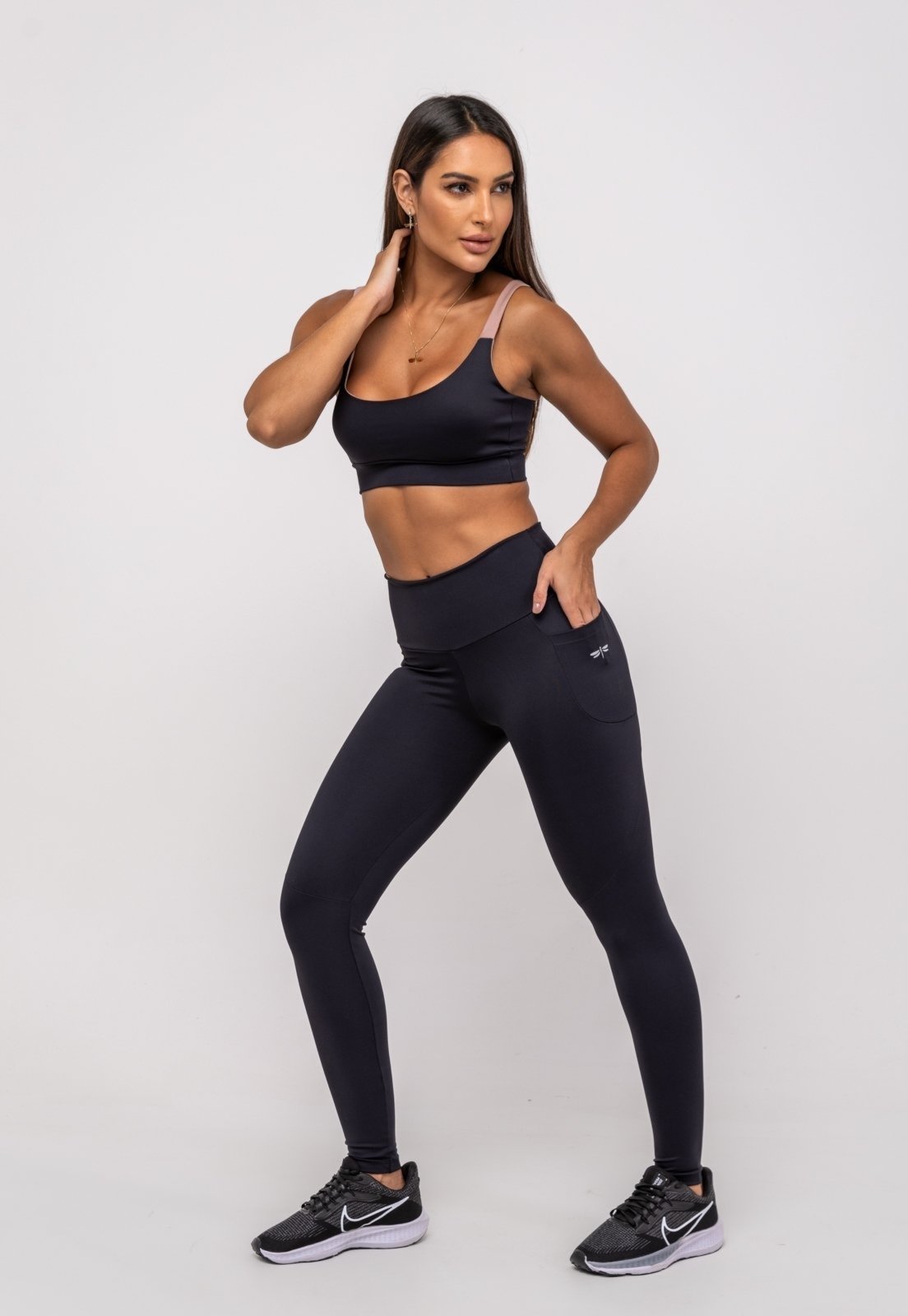 Calça Legging Suplex Poliamida Com Bolso Salvatore Preto
