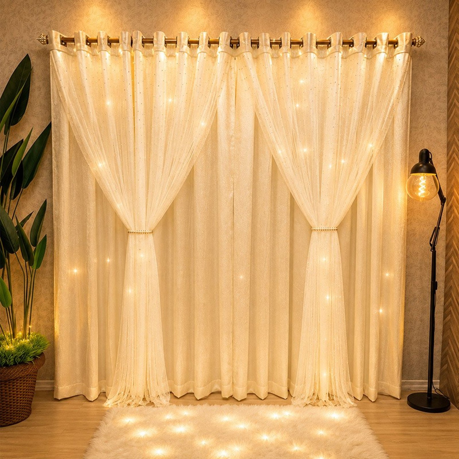Cortina Premyer para Varão 3,00 x 2,50 Linha Nobre - Palha