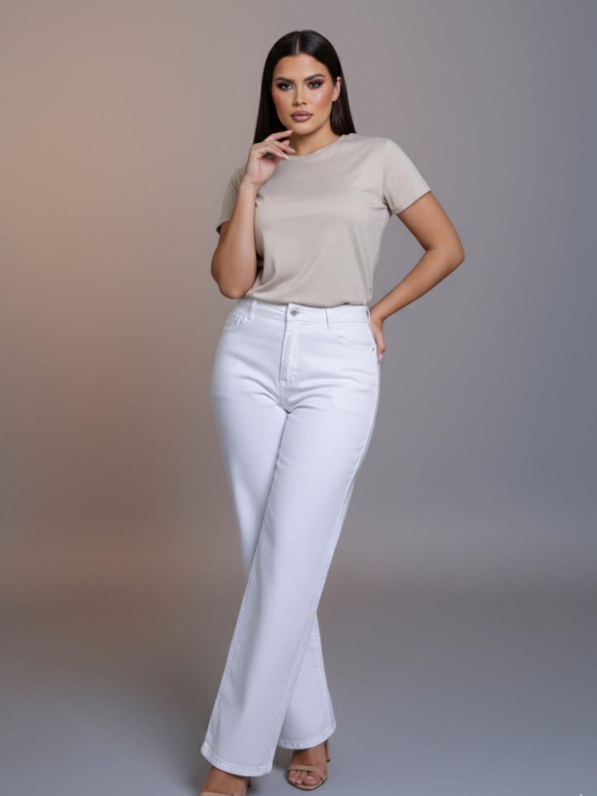 Widleg Sarja Kiridas Jeans Feminina Confortavel Elegânte e Estilosa Para Todos os Momentos Branco