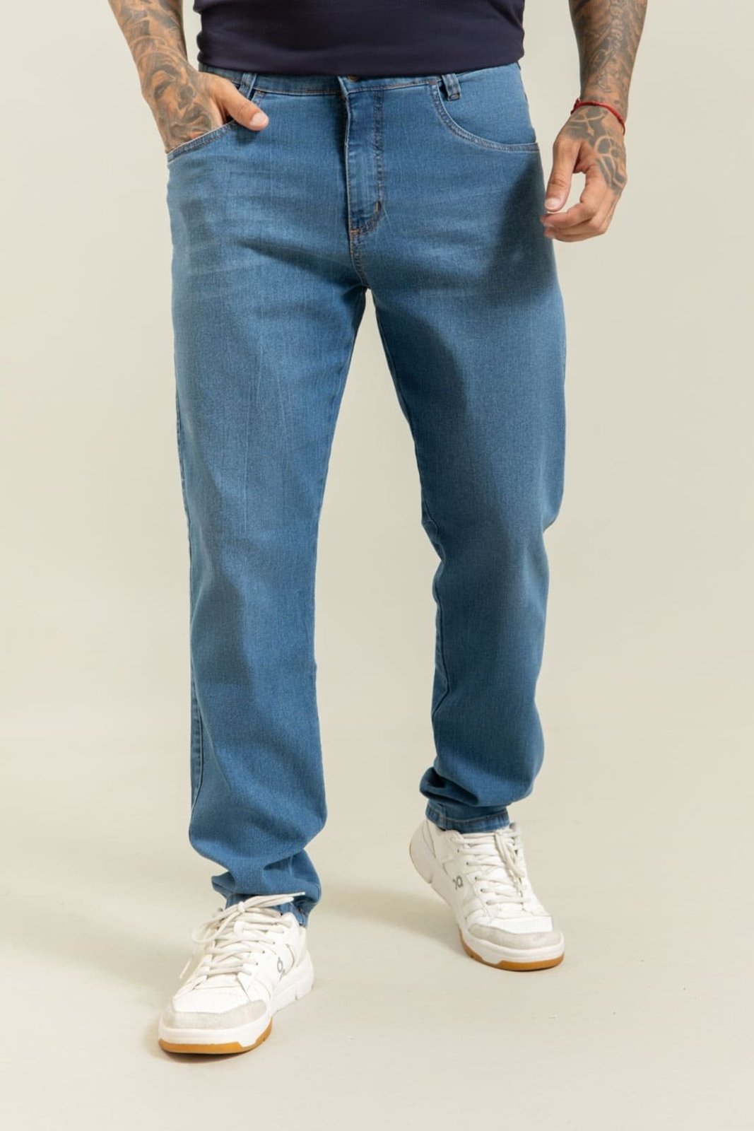 Calça Jeans Slim Fit Masculina Lavagem Média Marmorizada Lemier Collection