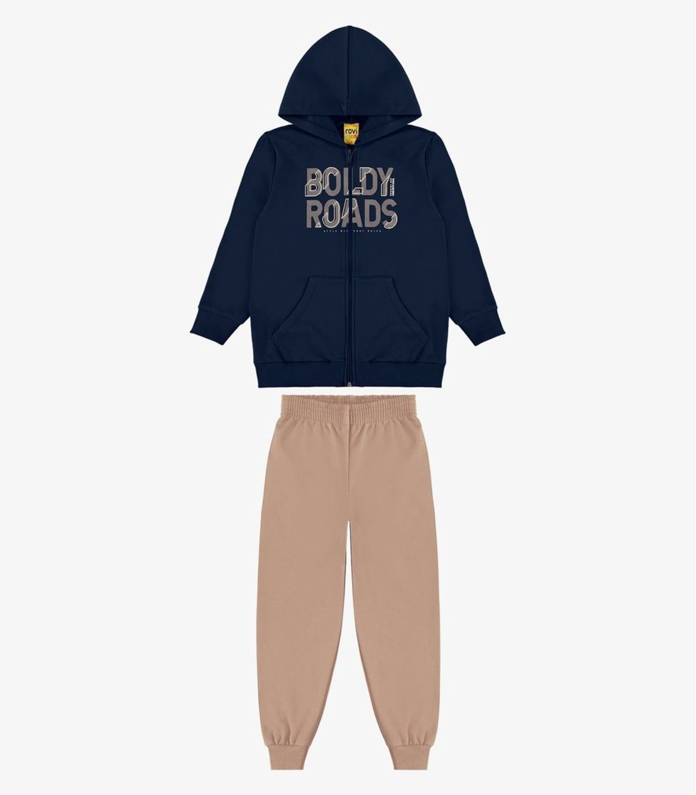 Infantil - Conjunto Jaqueta Capuz e Calça Moletom Rovi Azul