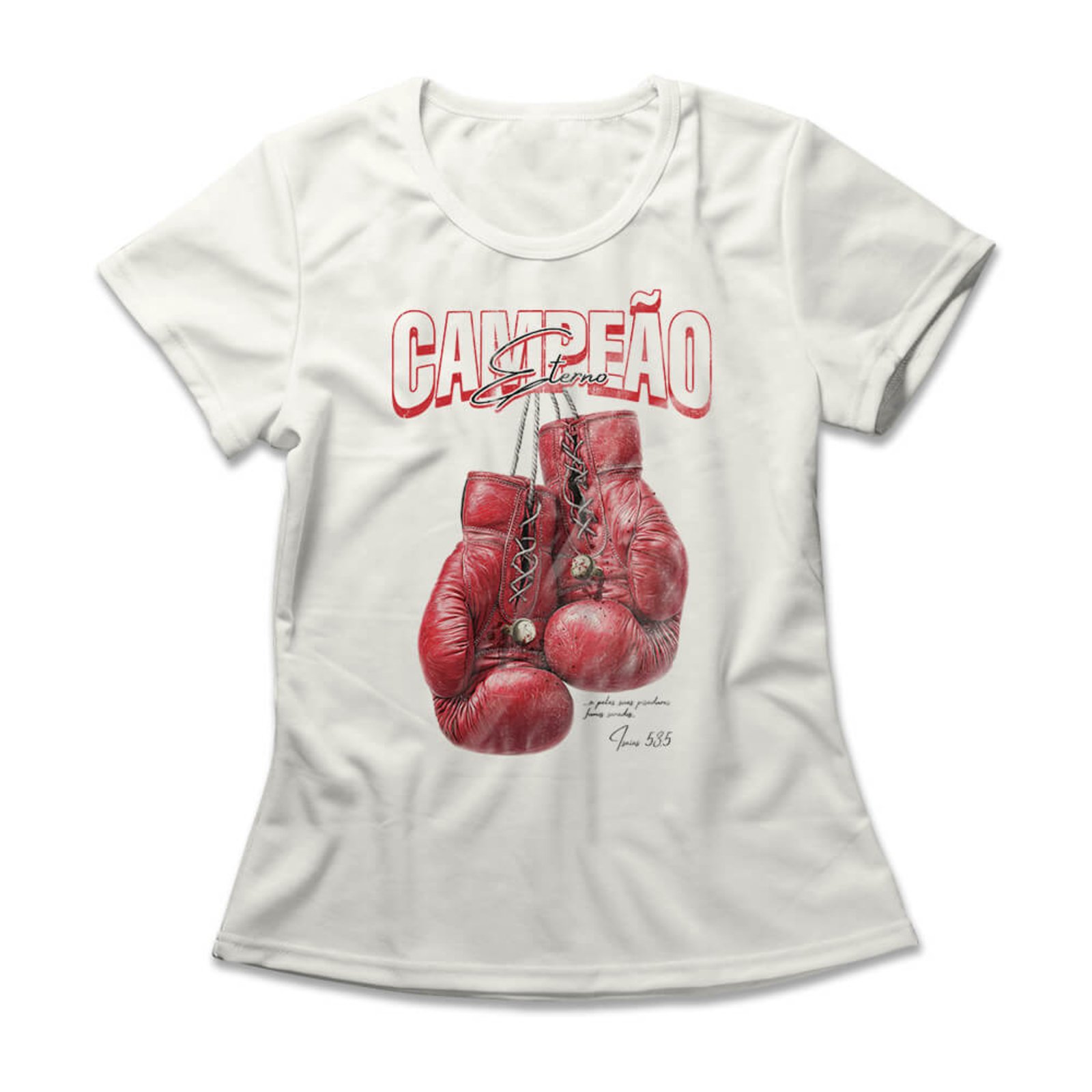 Camiseta Feminina Campeão Eterno – Off White – Casual – Studio Geek