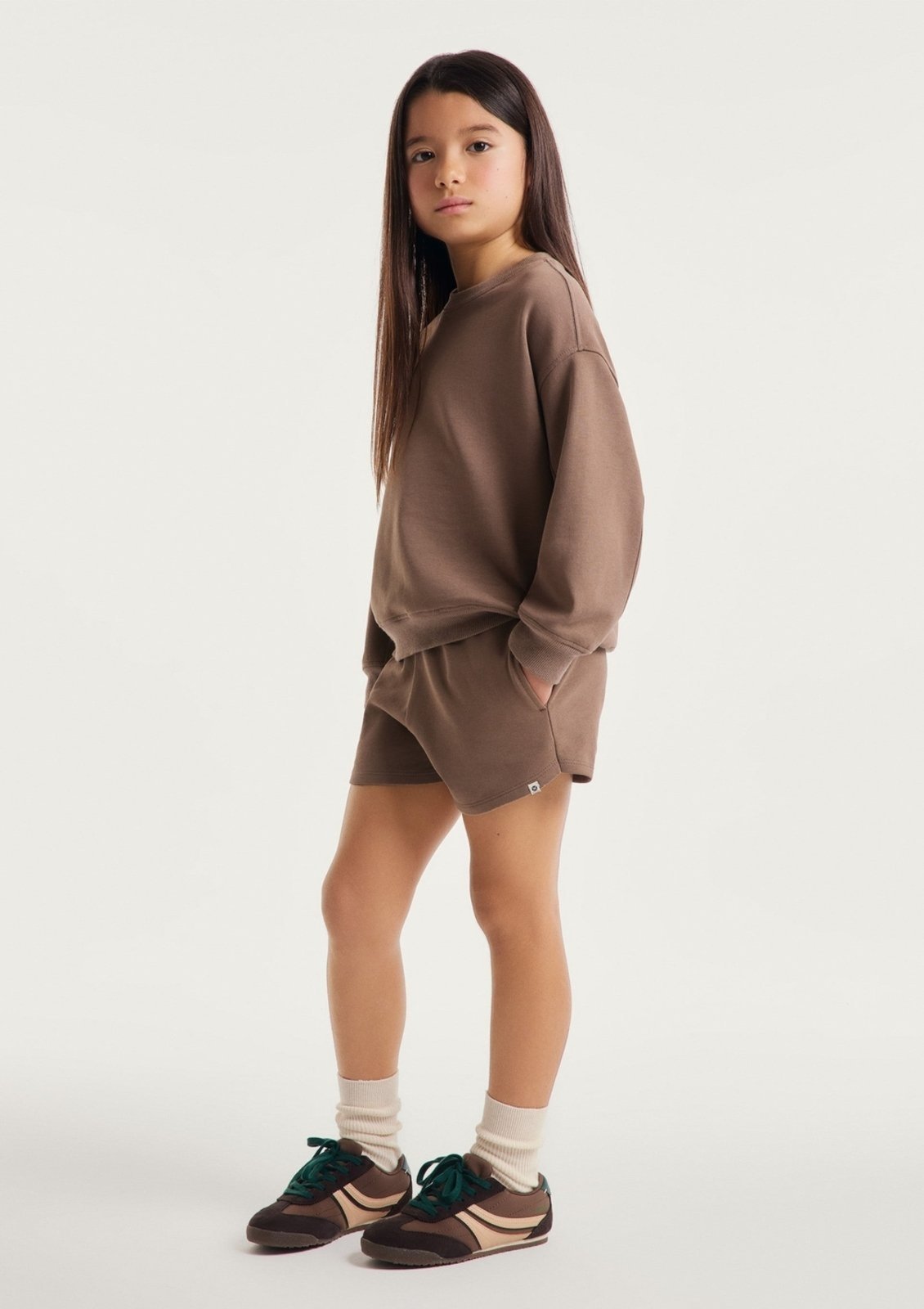 Vista 2 Infantil - Shorts Menina Runner Em MoletinhoHering Hering Kids marrom Hering Kids marrom