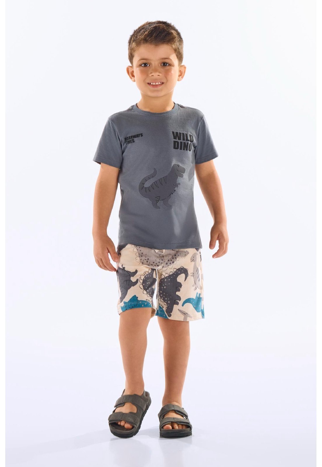 Infantil - Conjunto Camiseta e Bermuda Up Baby Cinza