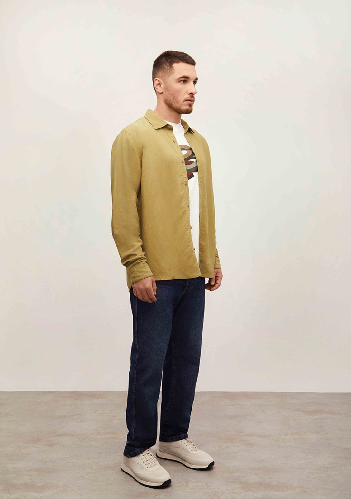 Camisa Iódice Decote V Manga Longa Padrao Verde