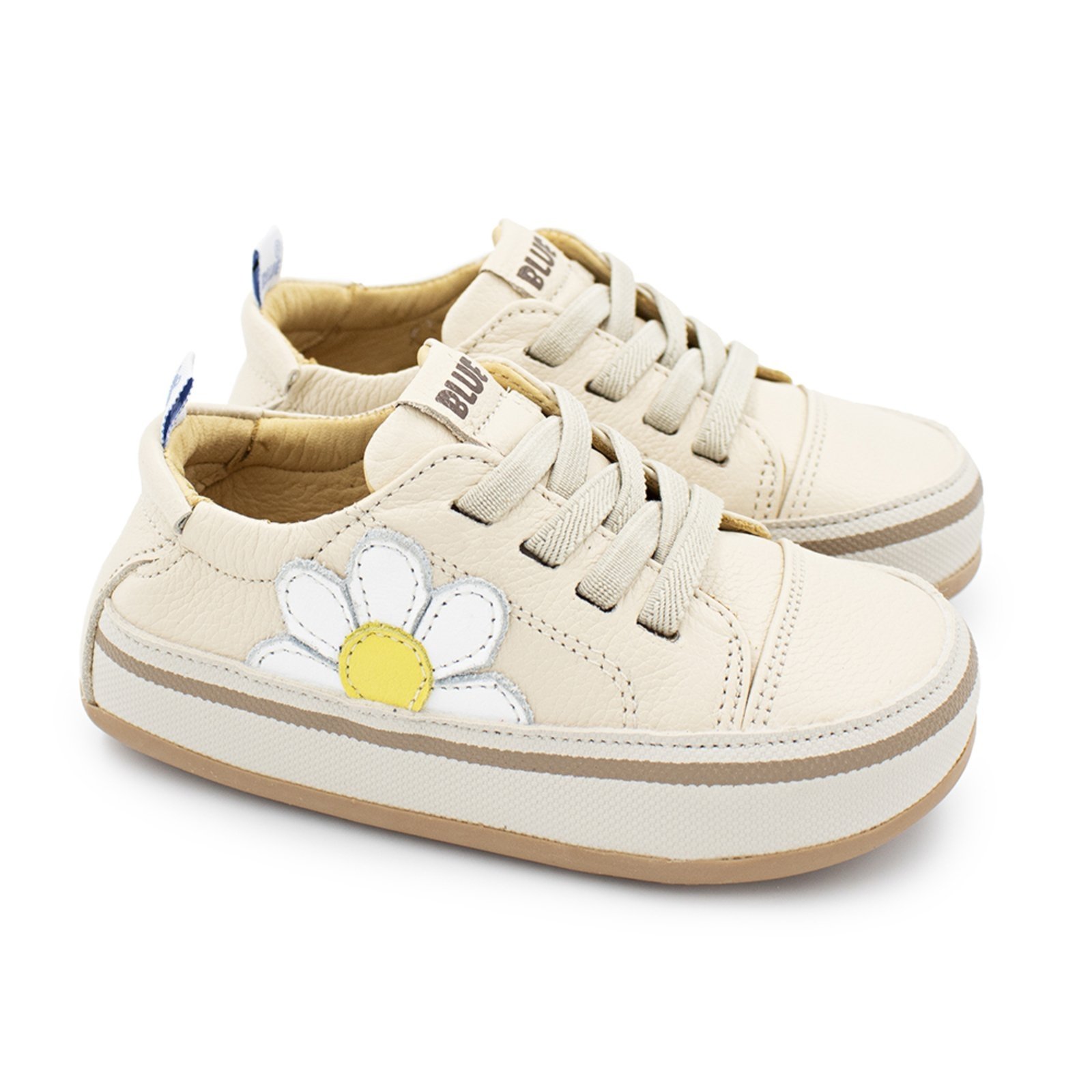 Vista 2 Infantil - Tênis Menina Blue Daise Couro Marfim Blue Infantis off-white blue Blue Infantis off-white blue