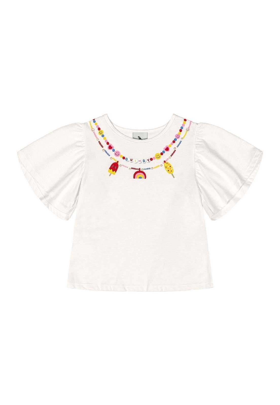 Vista 3 Infantil - Blusa com Strass para Menina Quimby bege Quimby bege