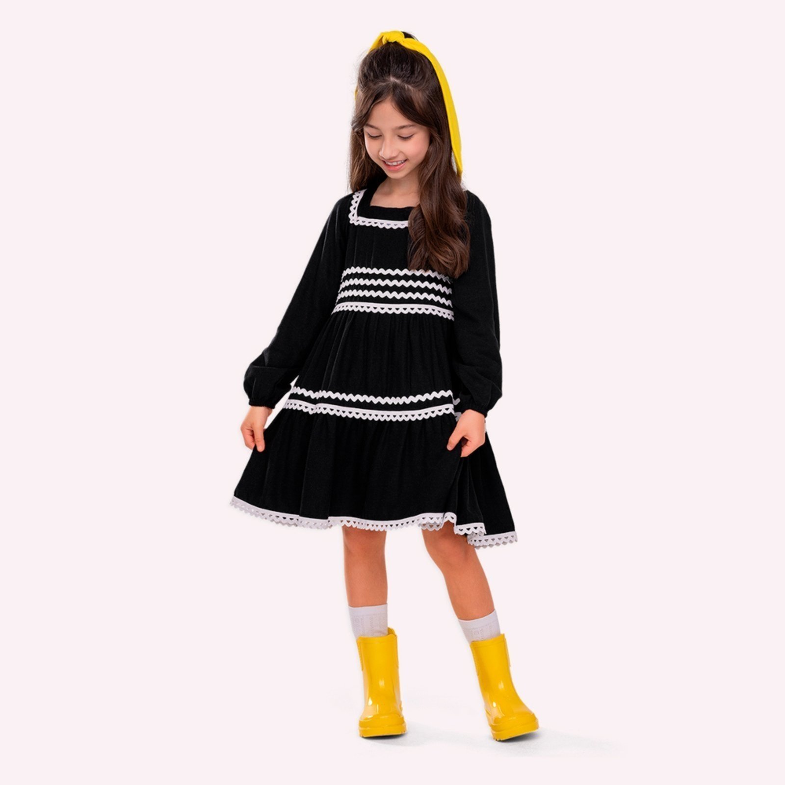 Infantil - Vestido Menina Preto Nanai