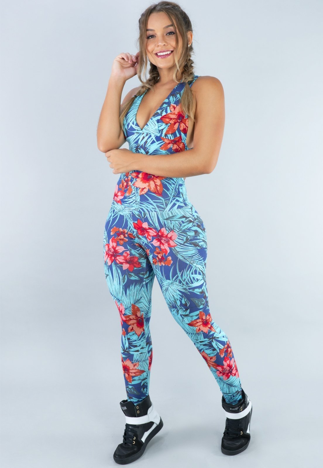 Macacão Longo MVB Modas Bojo Fitness Suplex Liso Amazonia