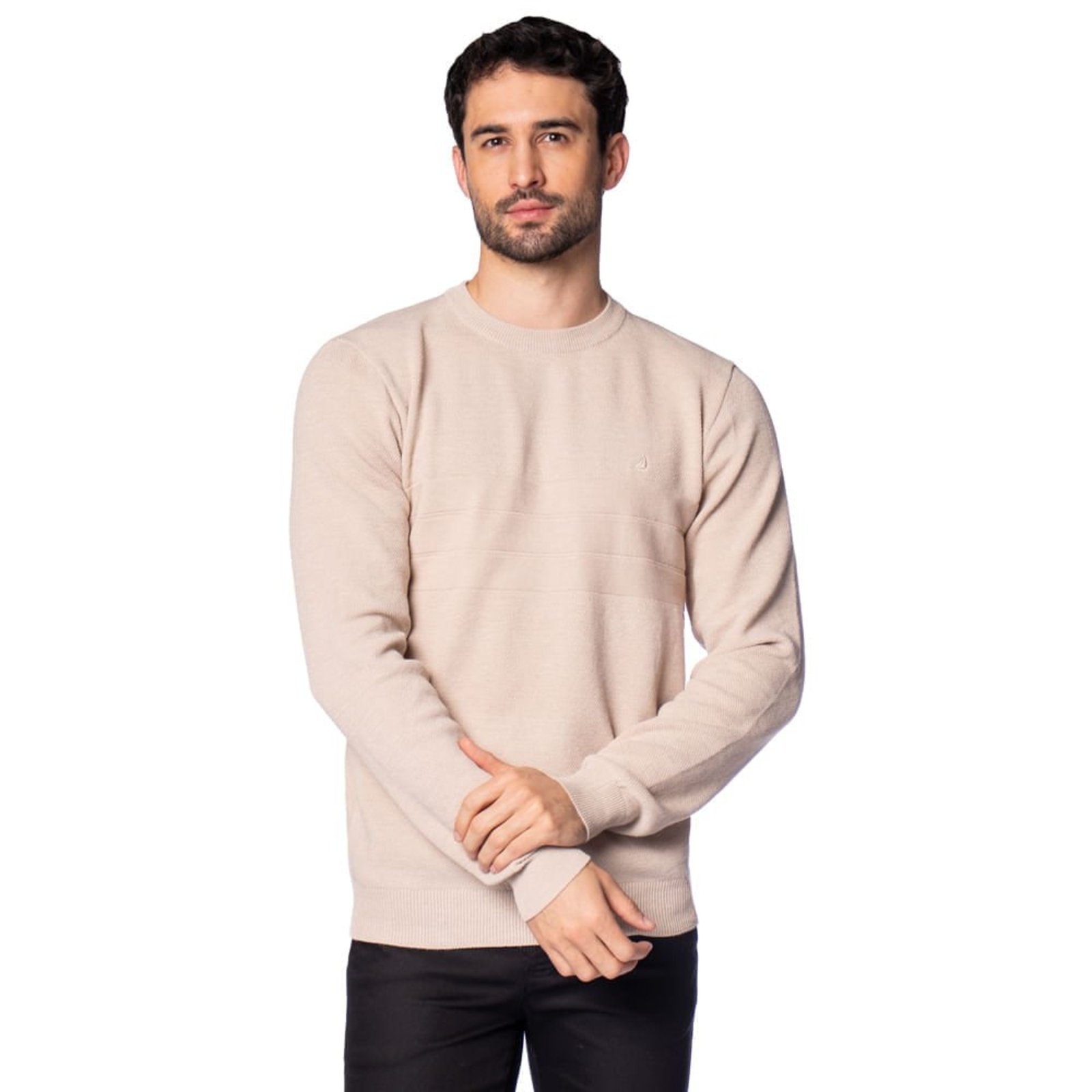 Suéter Masculino John Sailor Elegante Bege Mescla