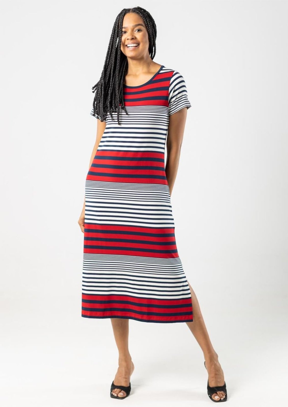 Vestido Midi Listrado Pau a Pique Azul Marinho MARINHO – P Pau a Pique