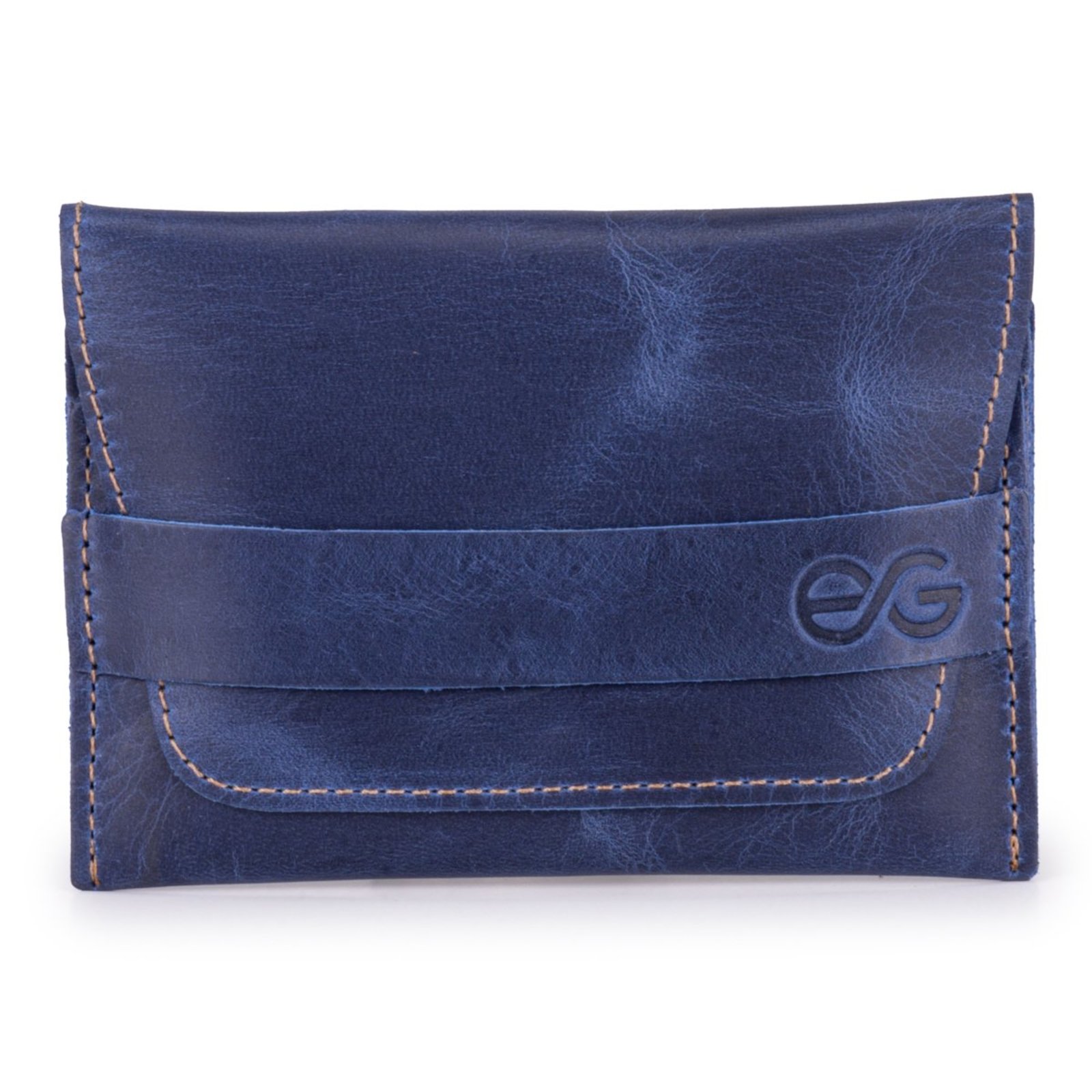Carteira Masculina slim prática Couro Legítimo Poket ello griff AZUL