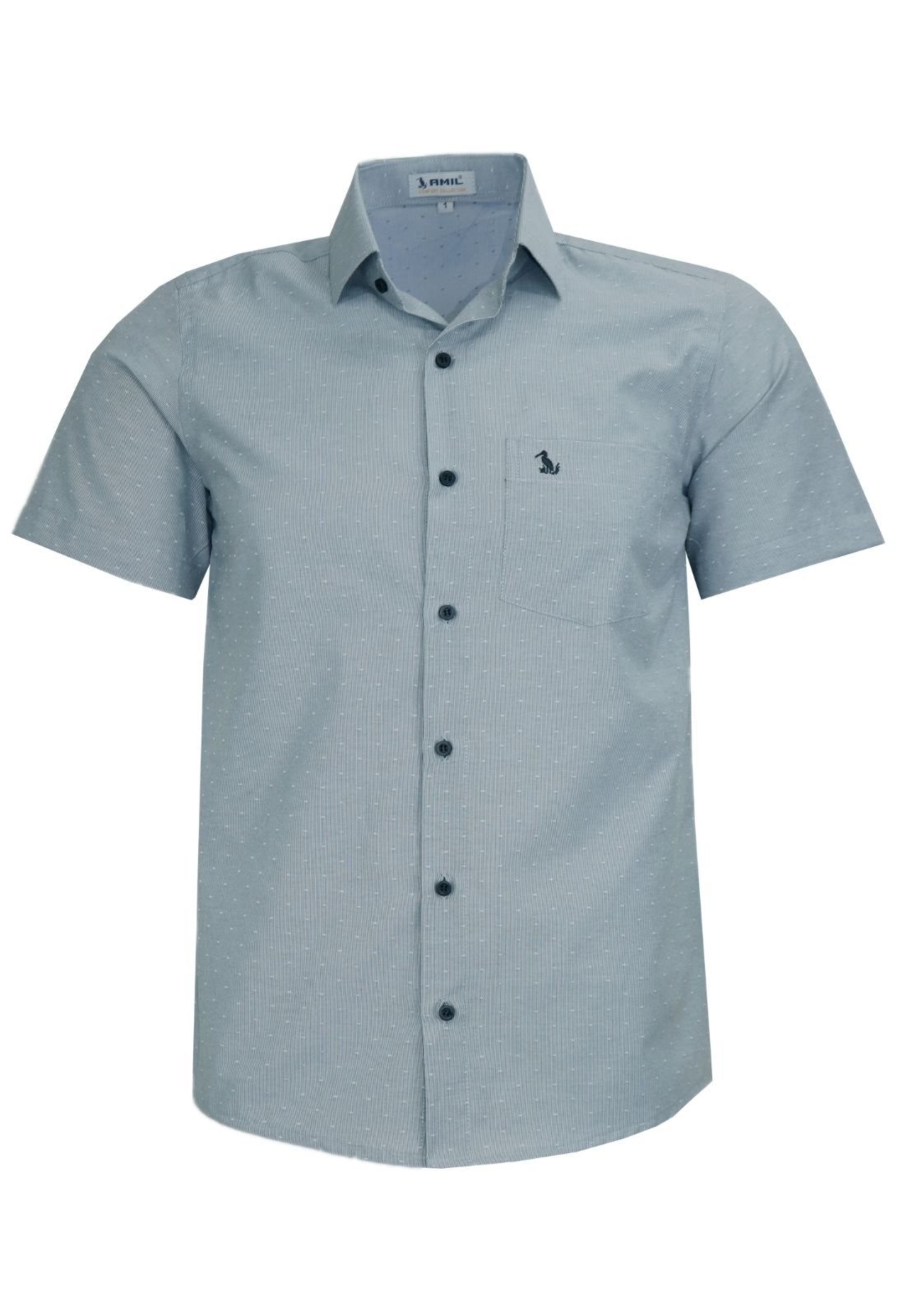 Camisa Social Manga Curta Comfort Com Bolso Passa Fácil 1848