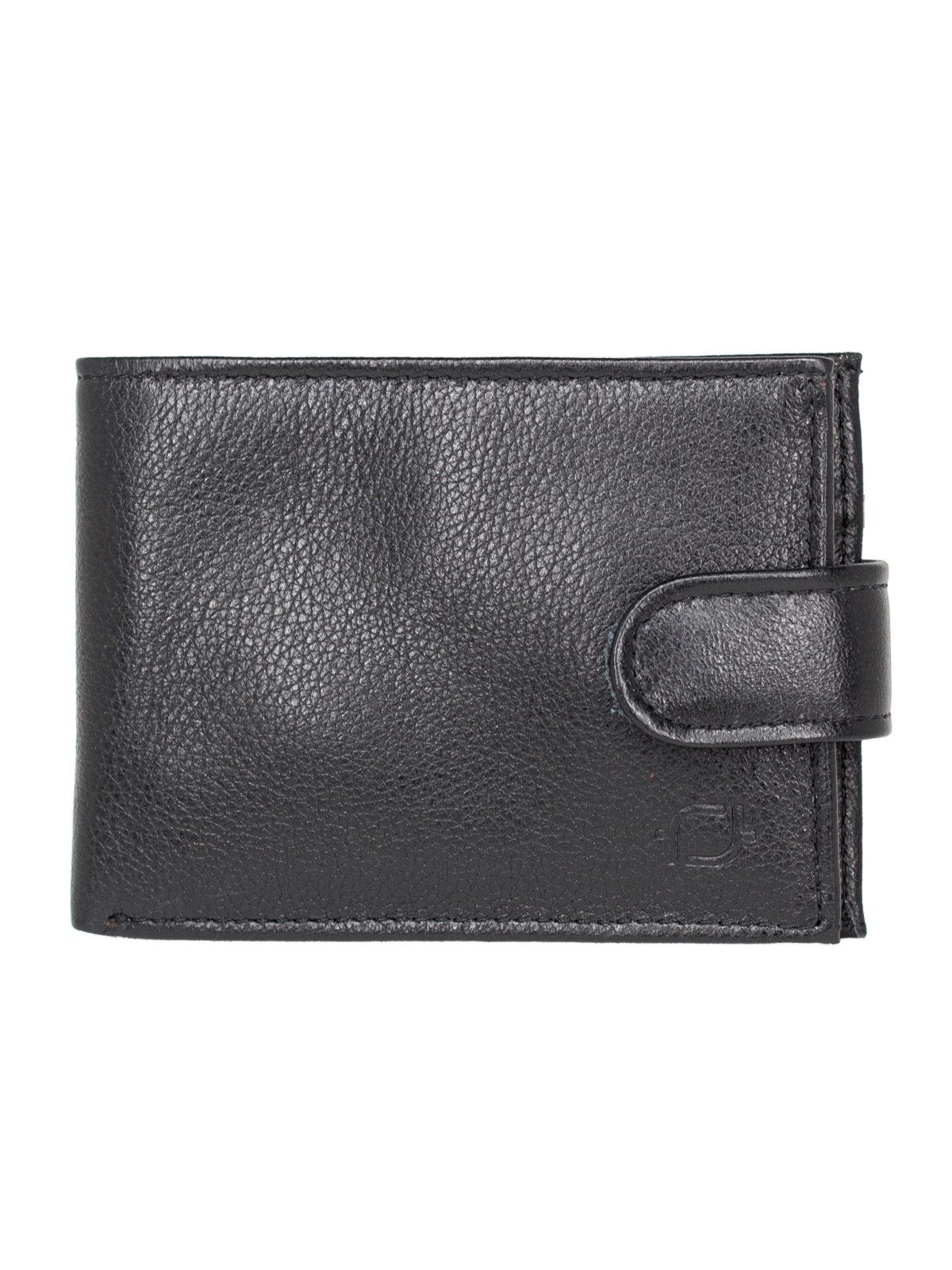 Vista 2 Carteira Masculina Fasolo Casual Couro Legítimo Com Botão Porta Cartão preto Fasolo preto
