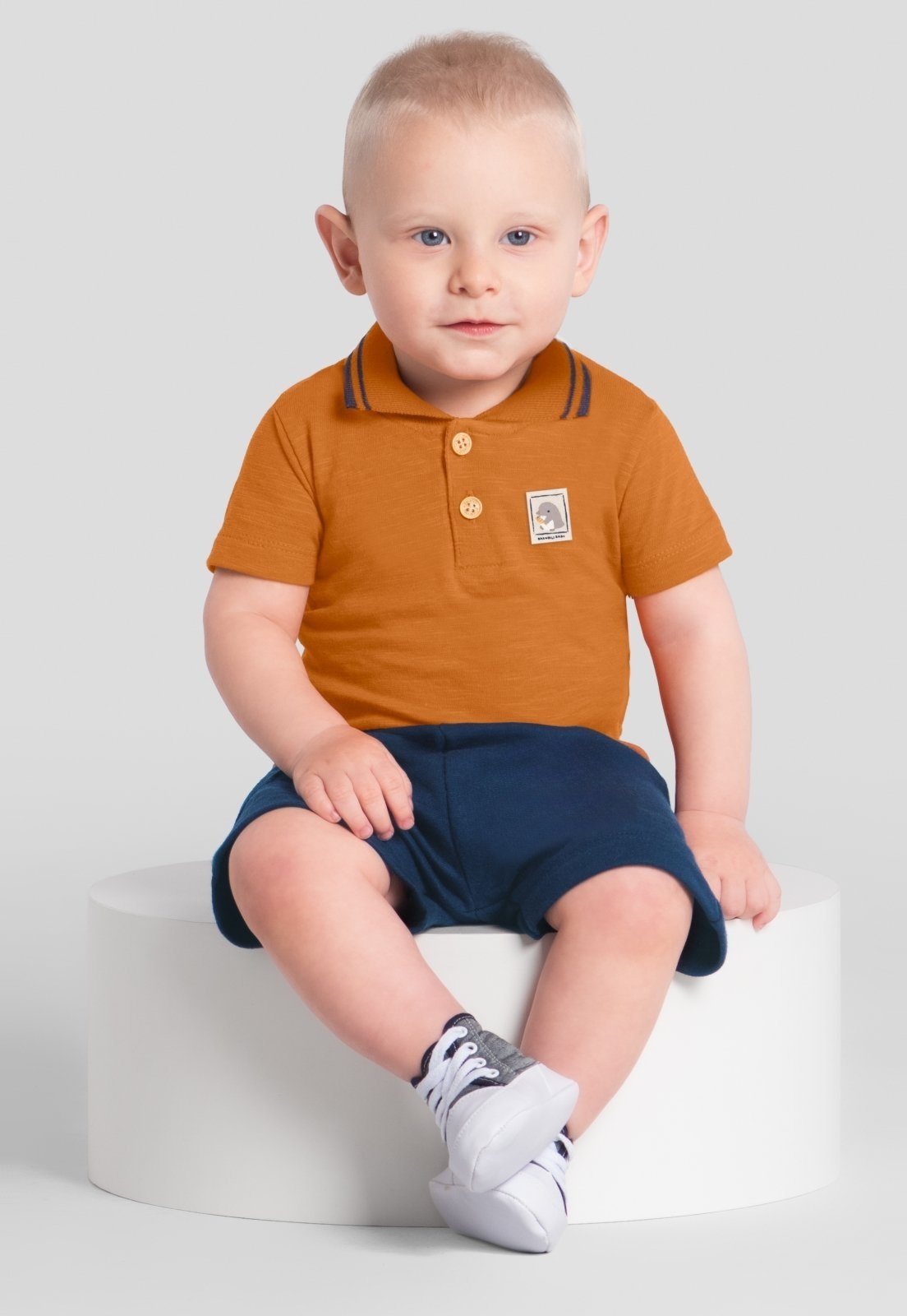 Infantil - Conjunto polo menino de pinguim Brandili Baby