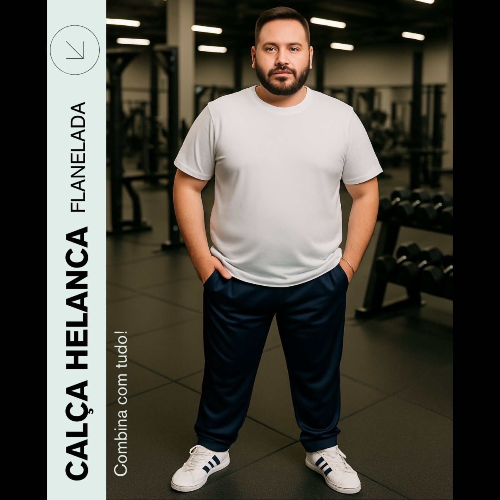 KIT 2 Calça Plus Size Helanca KS Listra Lateral Confortável Esportiva Casual