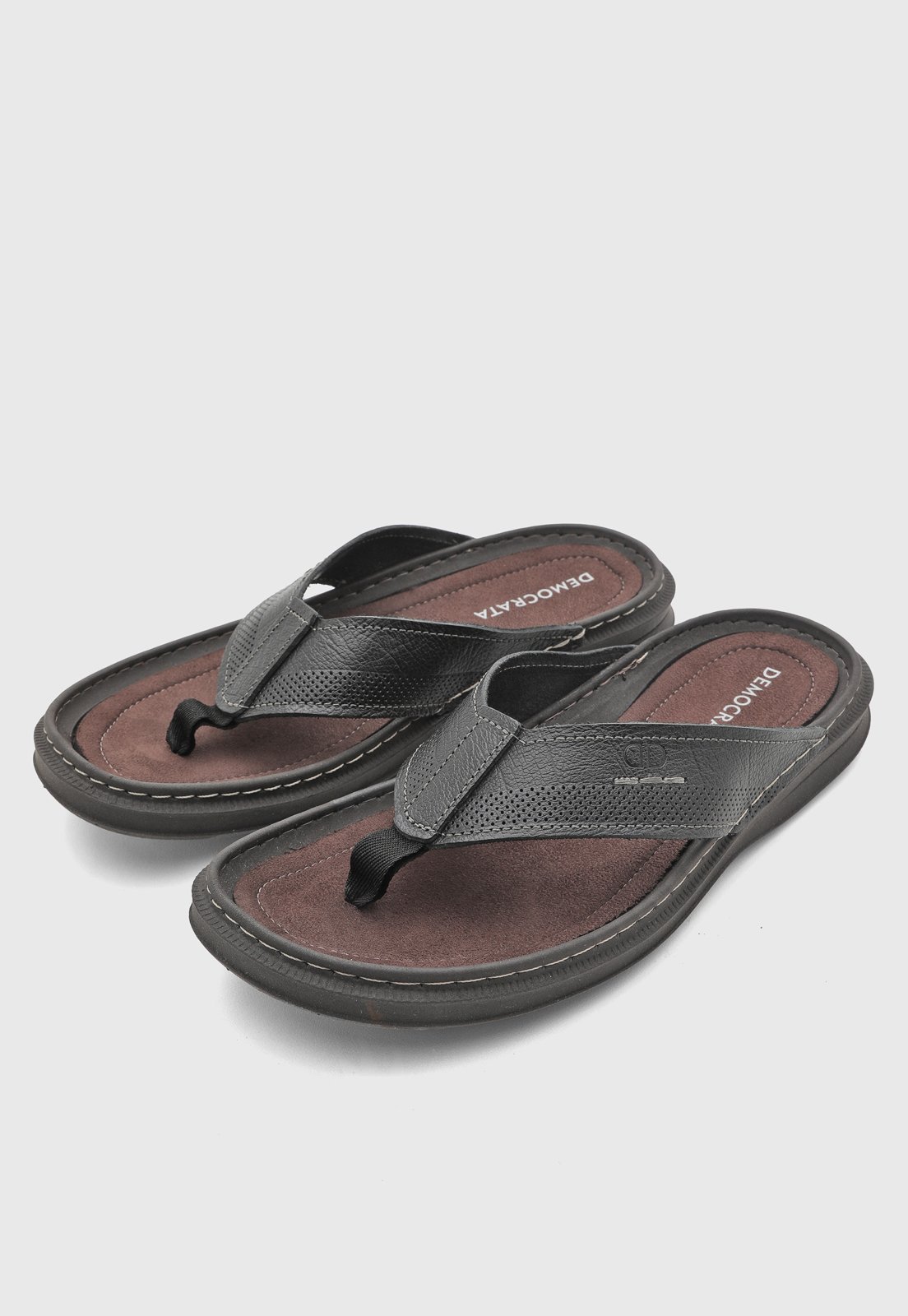 Chinelo Masculino Democrata Lazy Couro Preto