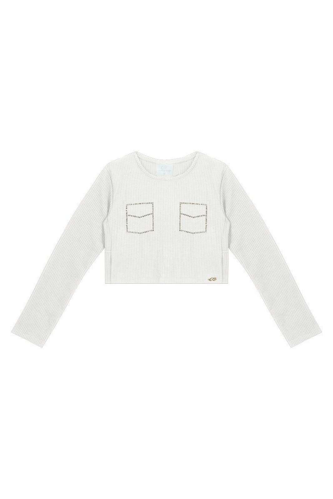 Infantil - Blusa Off com Strass Aplicados