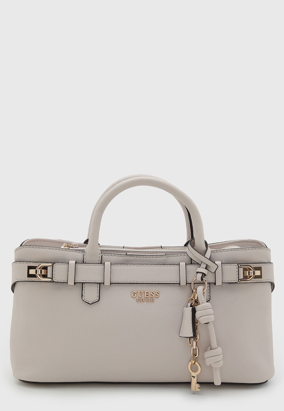 Vista 2 Bolsa Grande Feminina Guess Chaveiro Logo bege bege