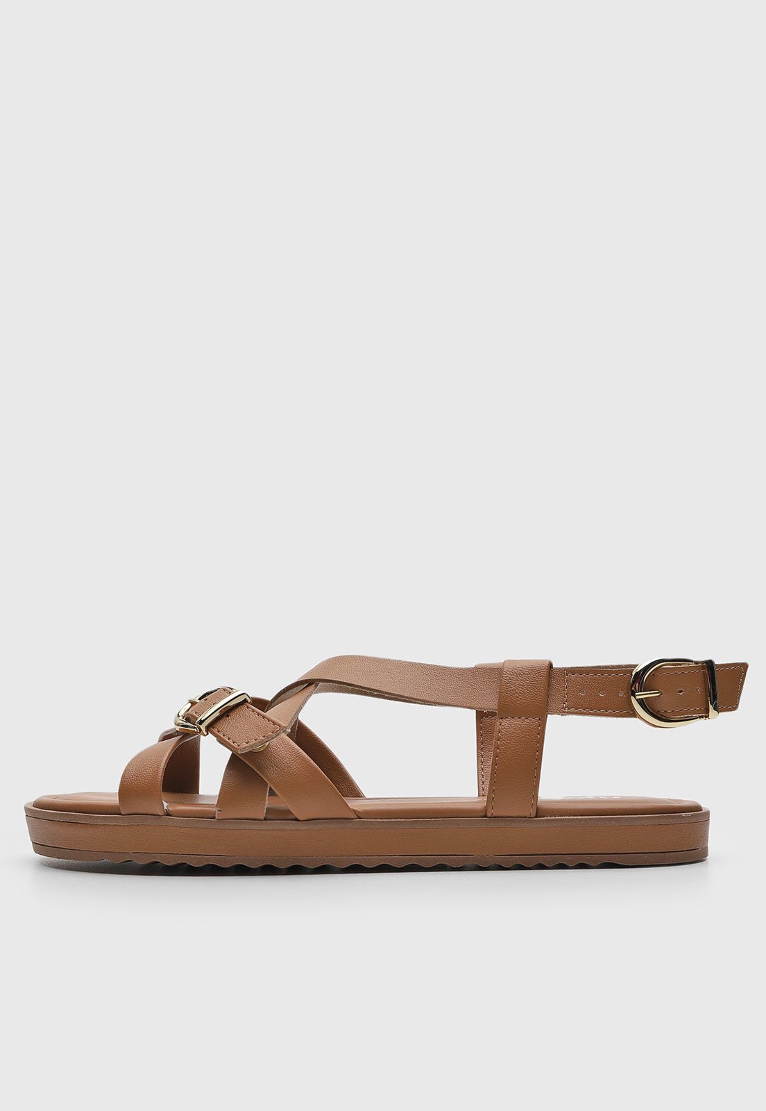 Sandália Flat Moleca Tiras Caramelo