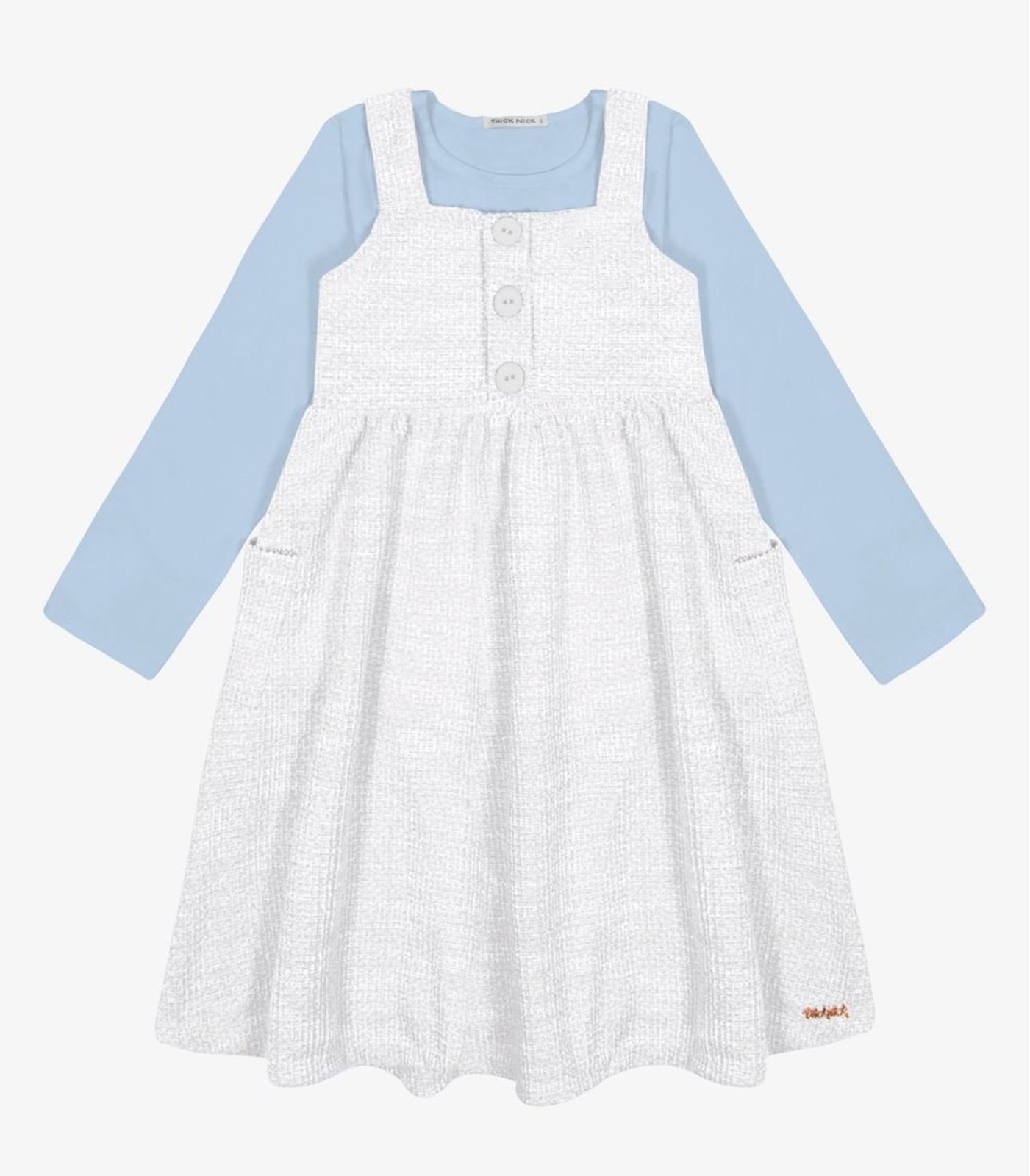 Infantil - Conjunto Vestido com Blusa Menina Trick Nick Branco