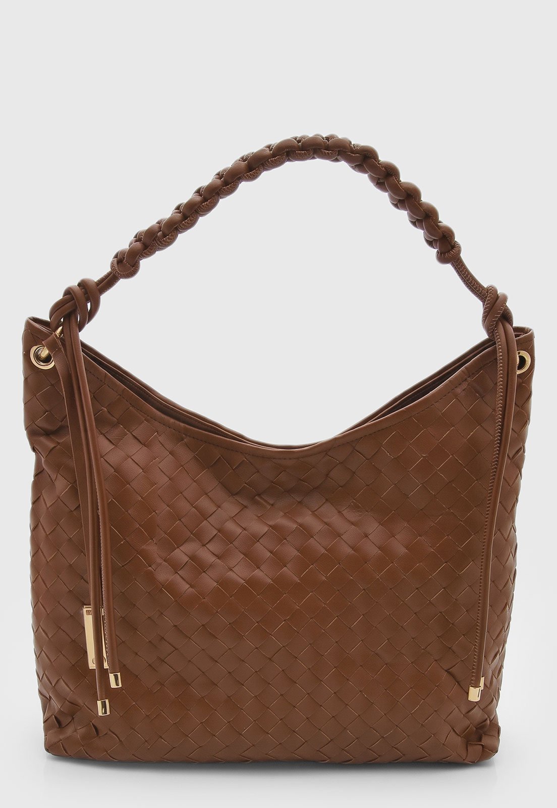 Bolsa Feminina Luiza Barcelos Couro Trançado Marrom