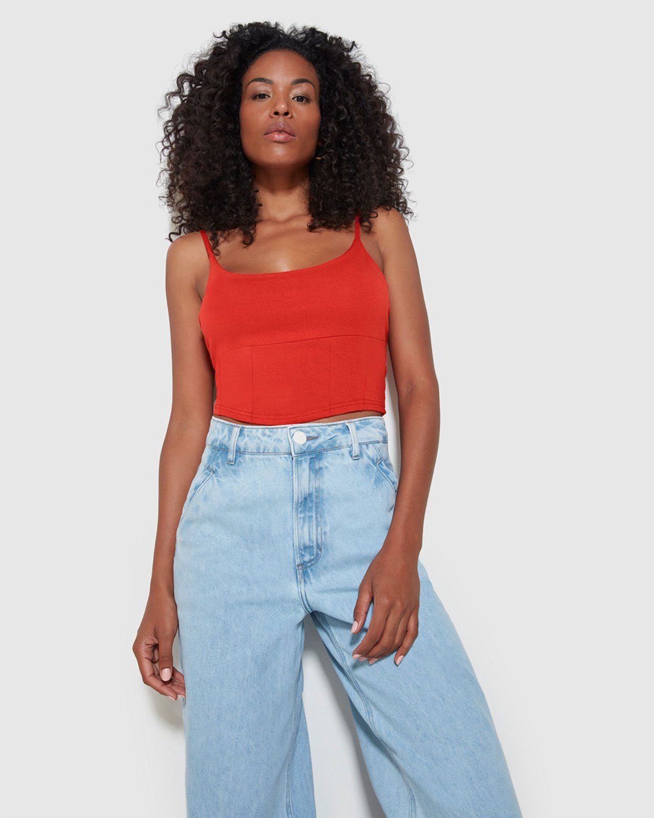 Blusa Cropped Feminina Decote Redondo Em Malha Algodão – ENFIM