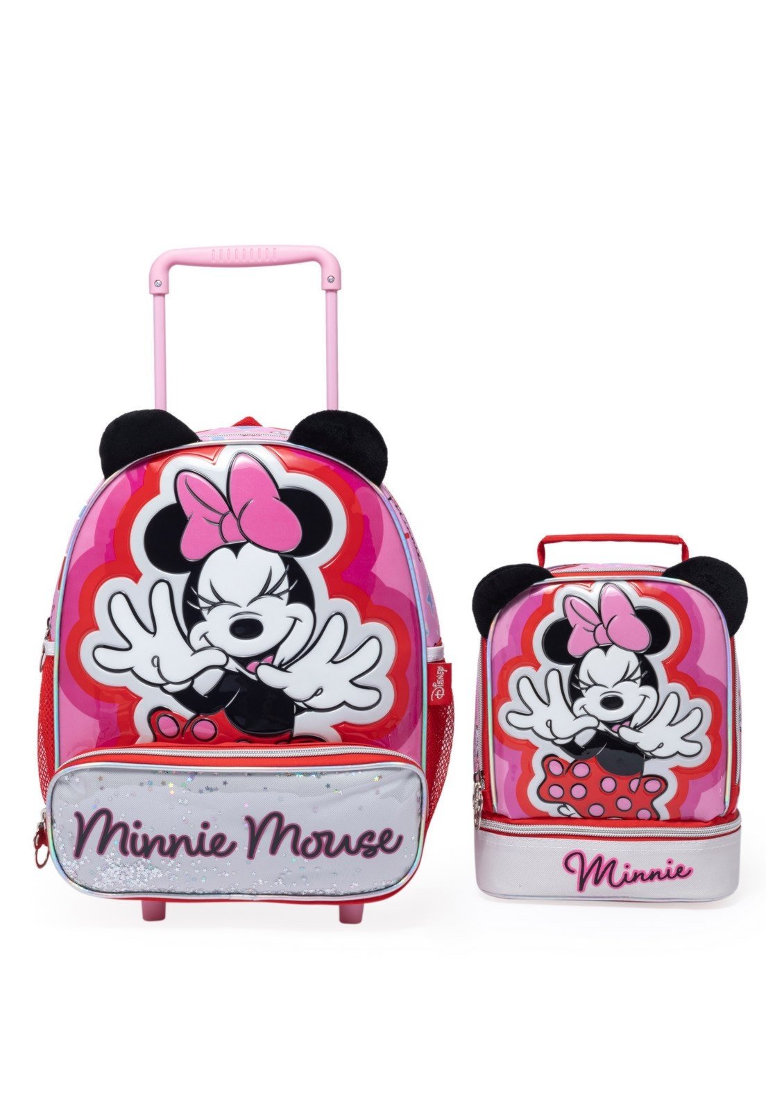Infantil - Kit Mochila Rodinhas Lancheira Escolar Feminina Reforçada