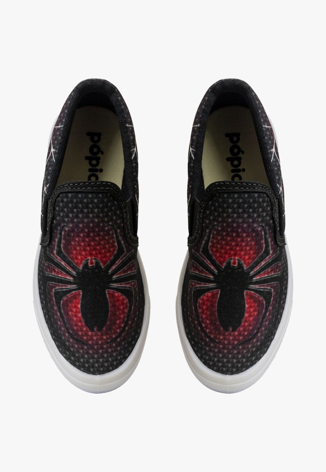 Vista 3 Infantil - Tenis Slip On Masculino Pópidi Calce Facil Aranha preto Pópidí preto