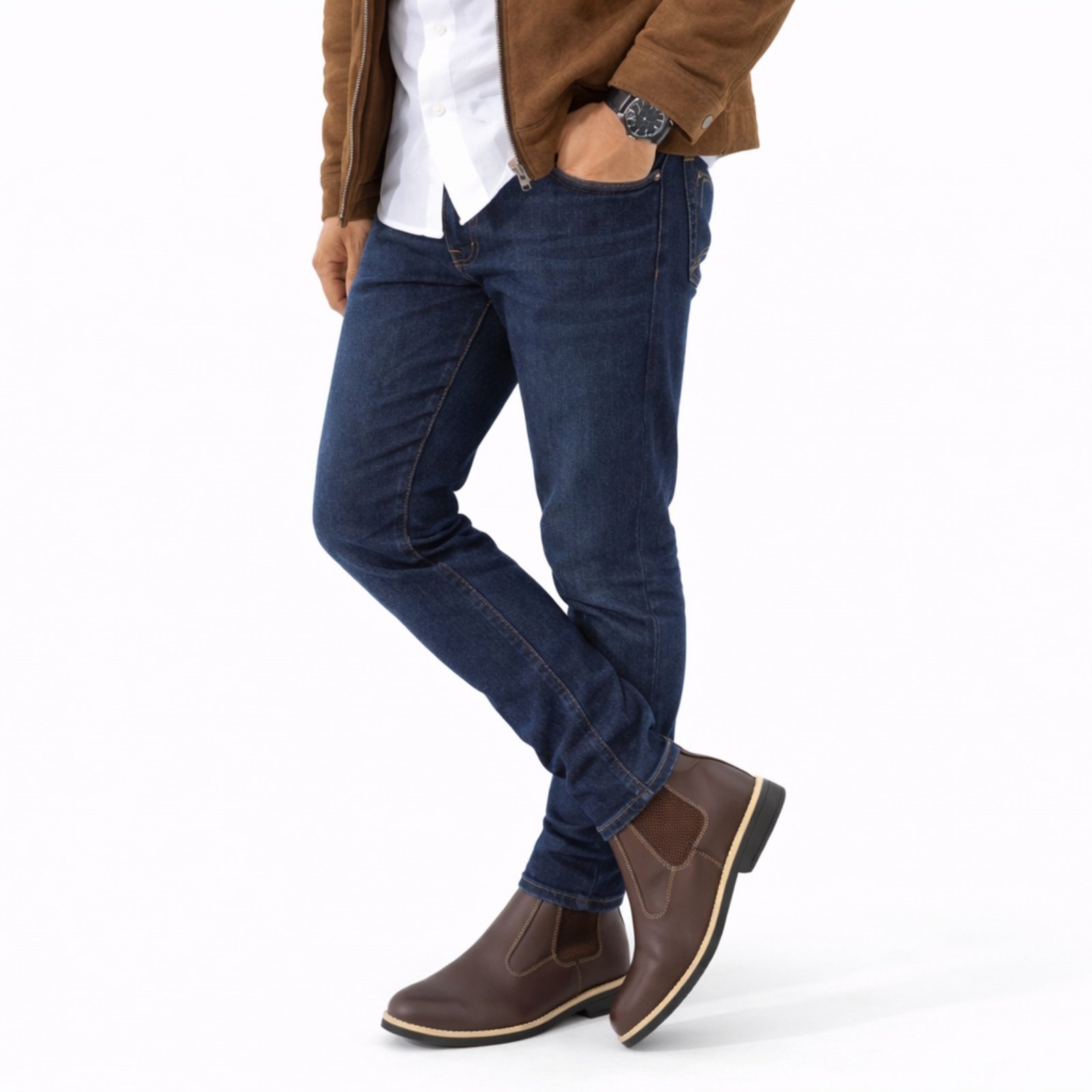 Bota Chelsea Masculina Social Casual Confortável Marrom