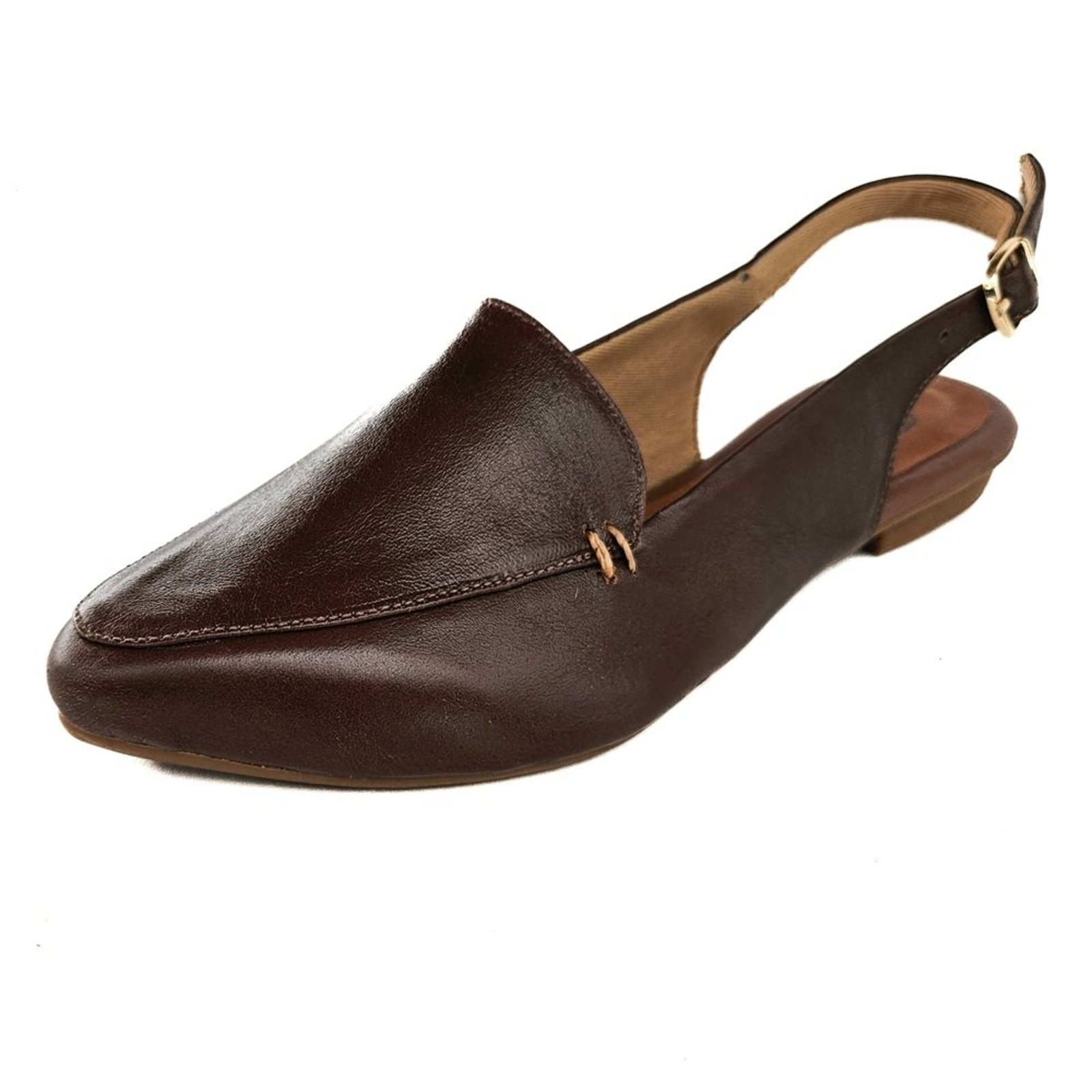 Sapatilha Slingback Amo Calçados Couro Marrom