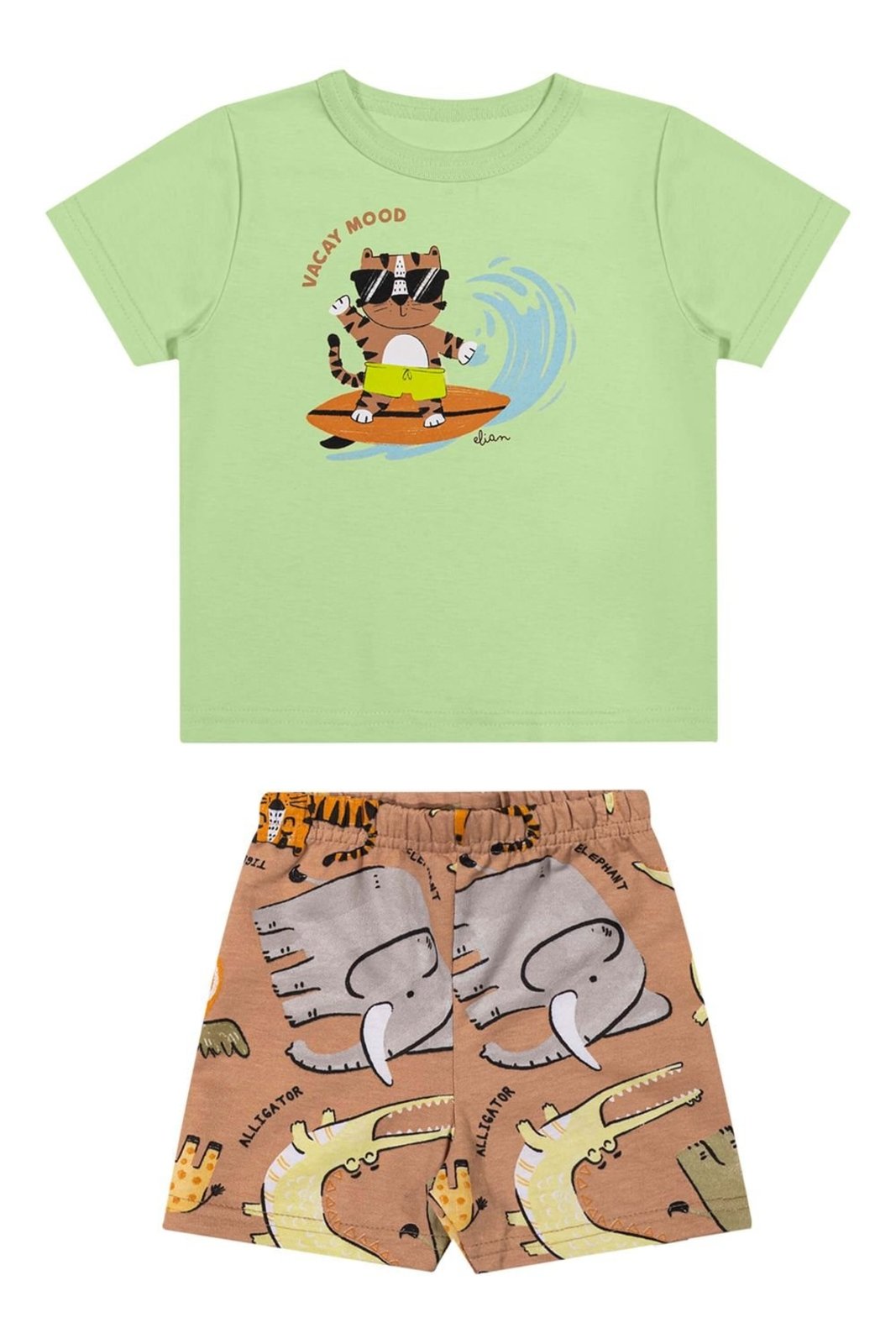 Infantil - Conjunto Menino Tigre Surfista Elian Verde