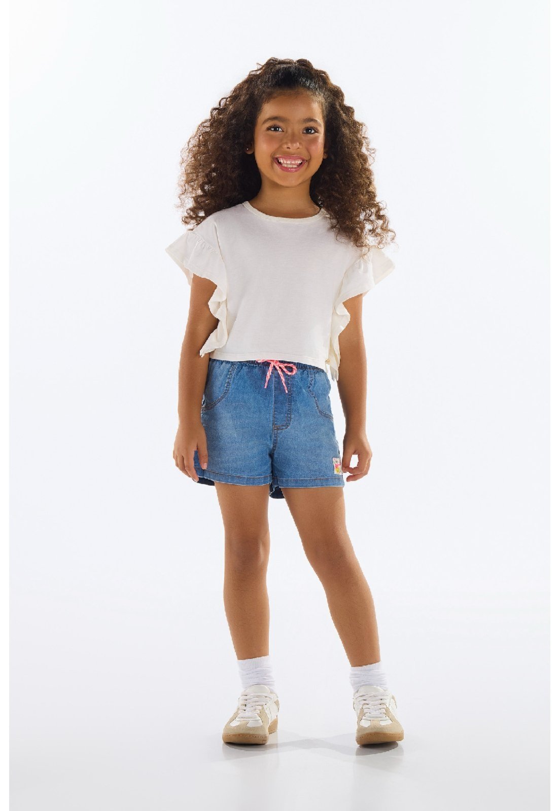Infantil – Blusa com Babados para Menina Quimby Bege