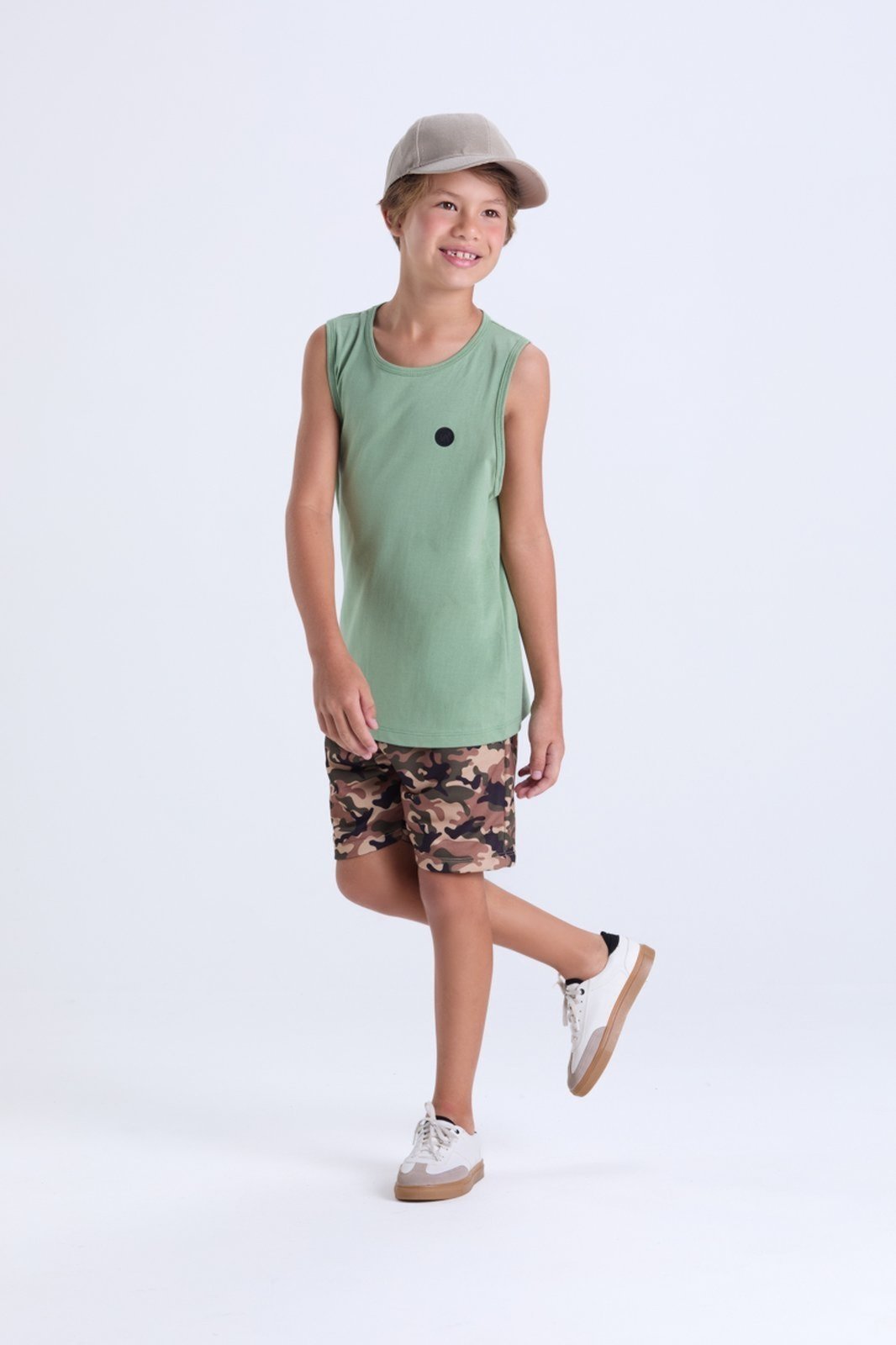 Infantil – Conjunto de Verão Regata e Bermuda Camuflada