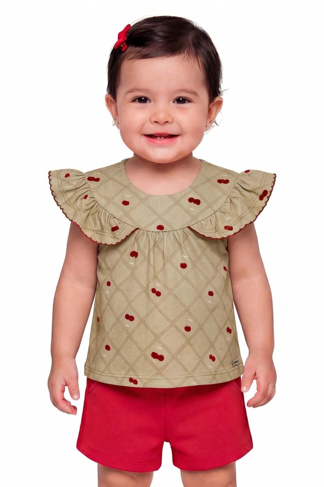 Infantil - Conjunto Menina Cerejinhas Colorittá Marrom