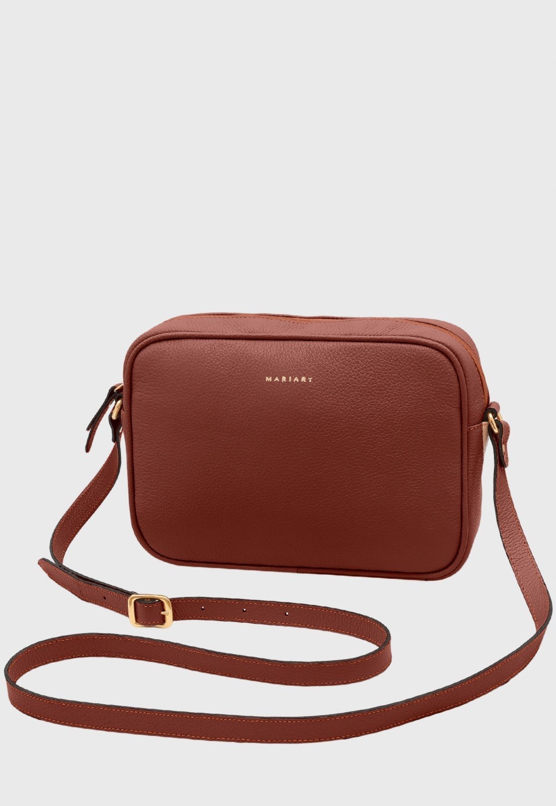 Vista 2 Bolsa Transversal Couro Mariart Maxi Jeri Terracota bordô Mariart bordô