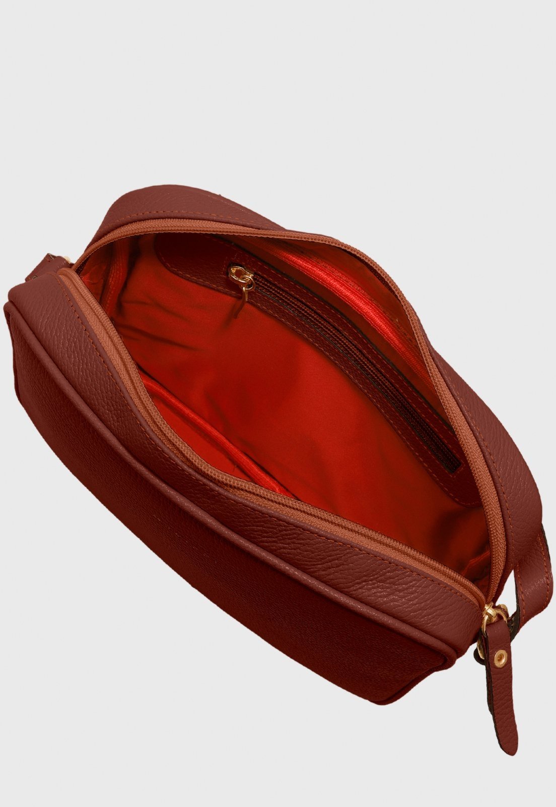 Vista 3 Bolsa Transversal Couro Mariart Maxi Jeri Terracota bordô Mariart bordô