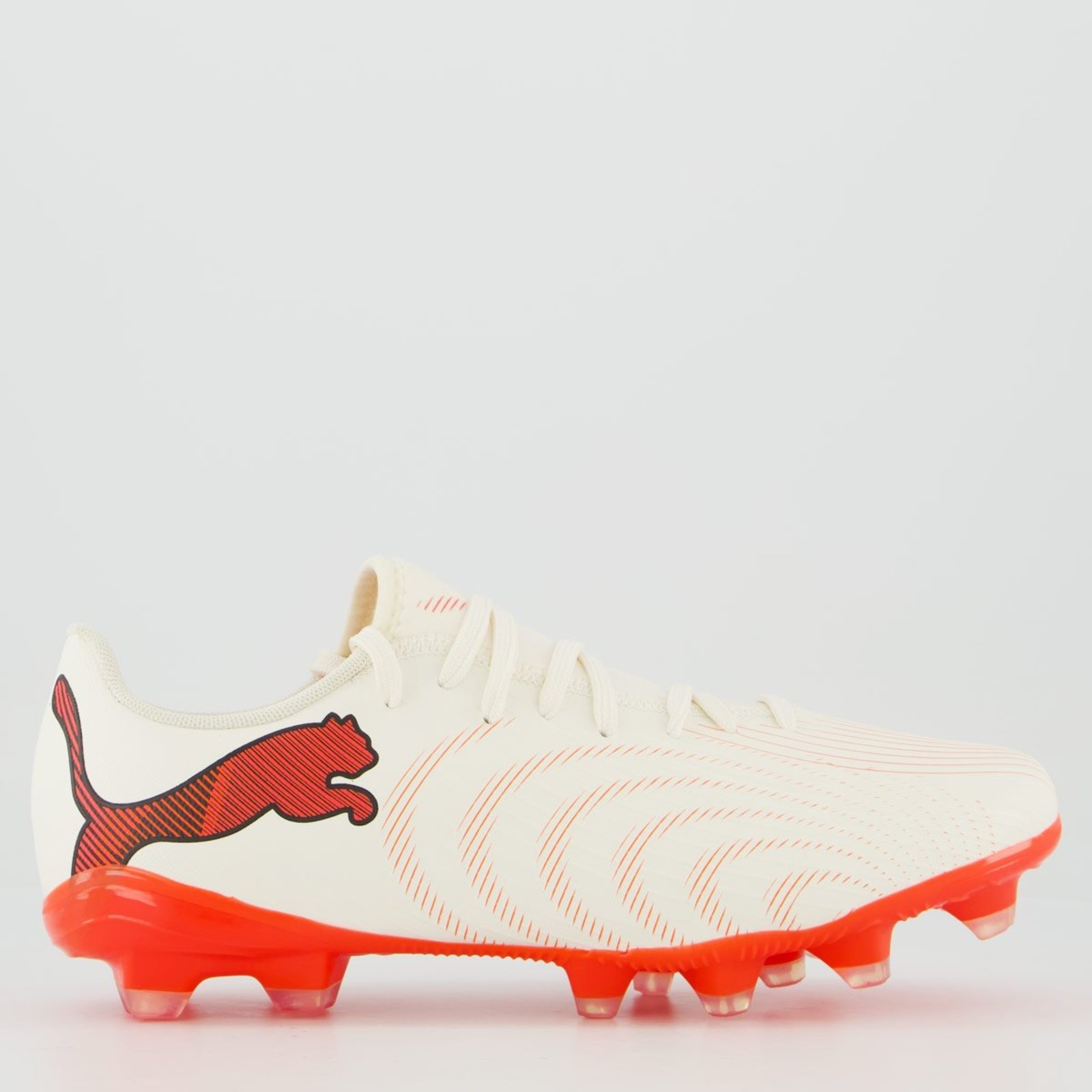 Chuteira Puma Future 9 Play Campo Off White e Laranja