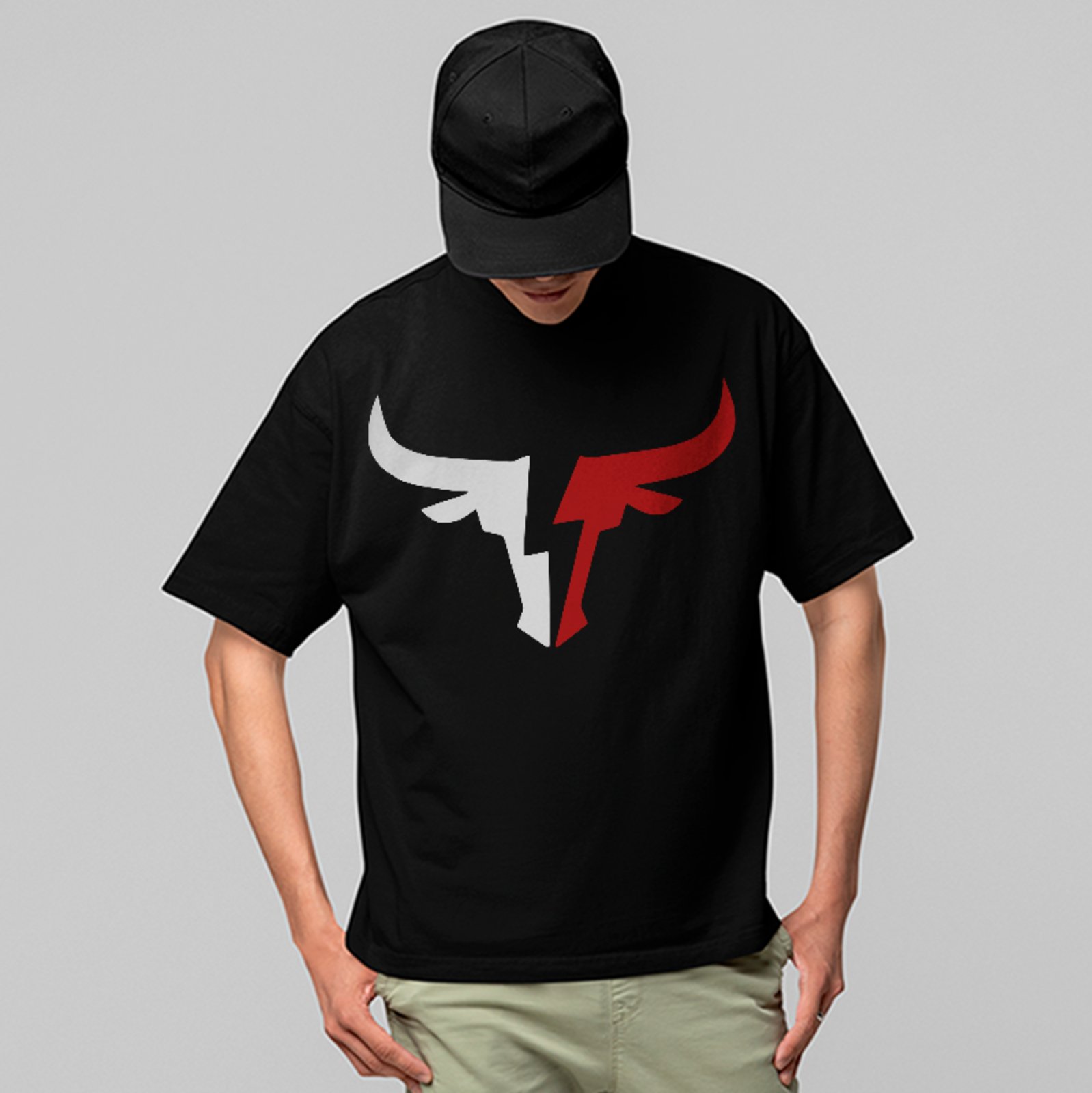 Camiseta Oversized Touro Minimalista Style Moda Country Cowboy Preto
