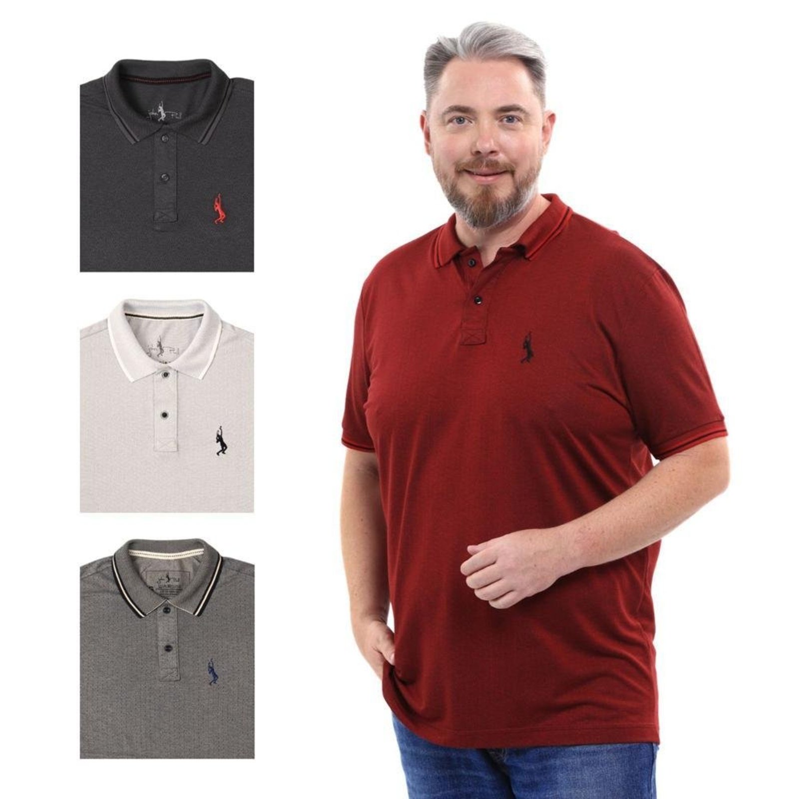 Kit 4 Camisa Polo Plus Masculina Dia a Dia