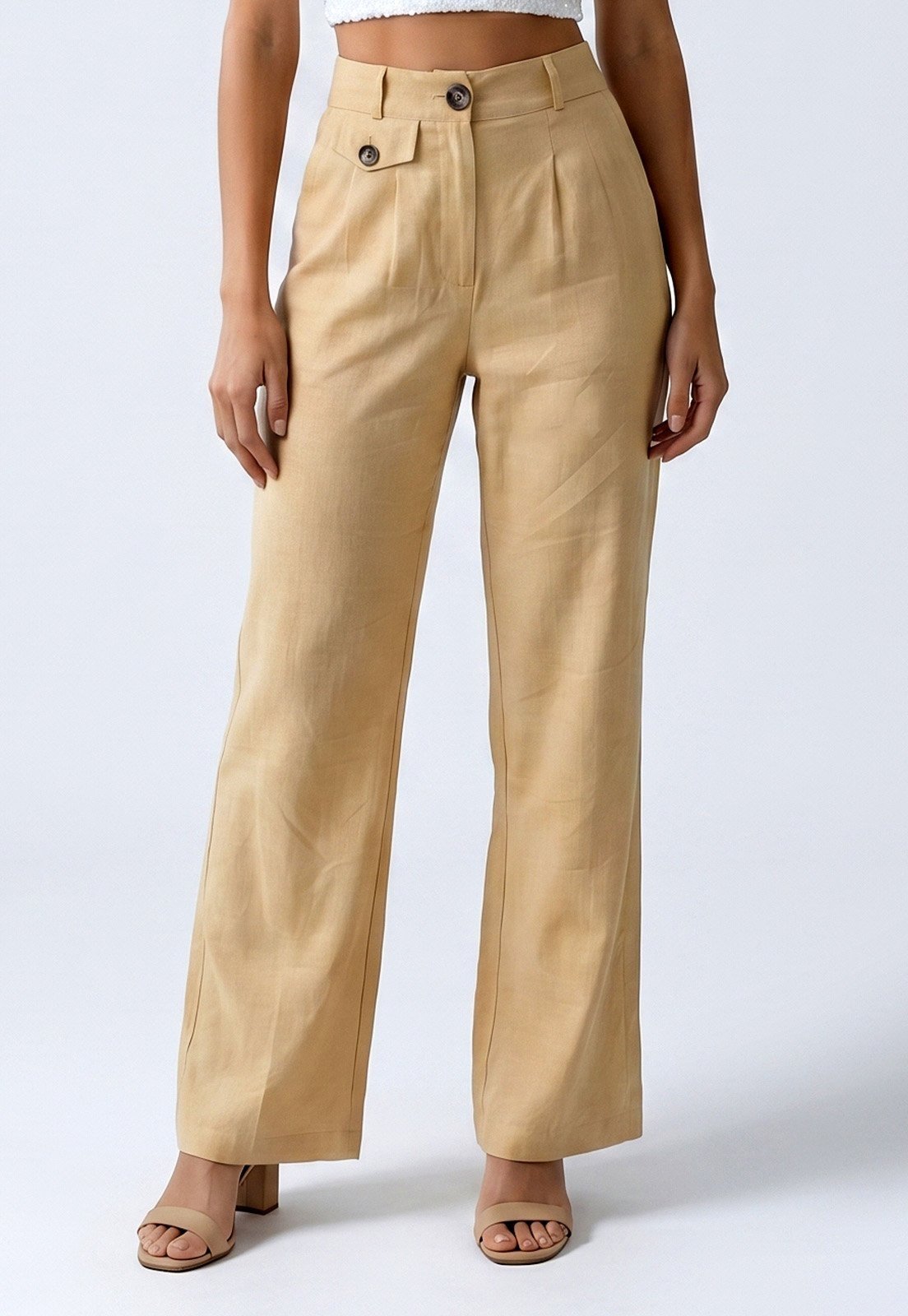 Calça Bisô Pregas Caramelo - Caramelo