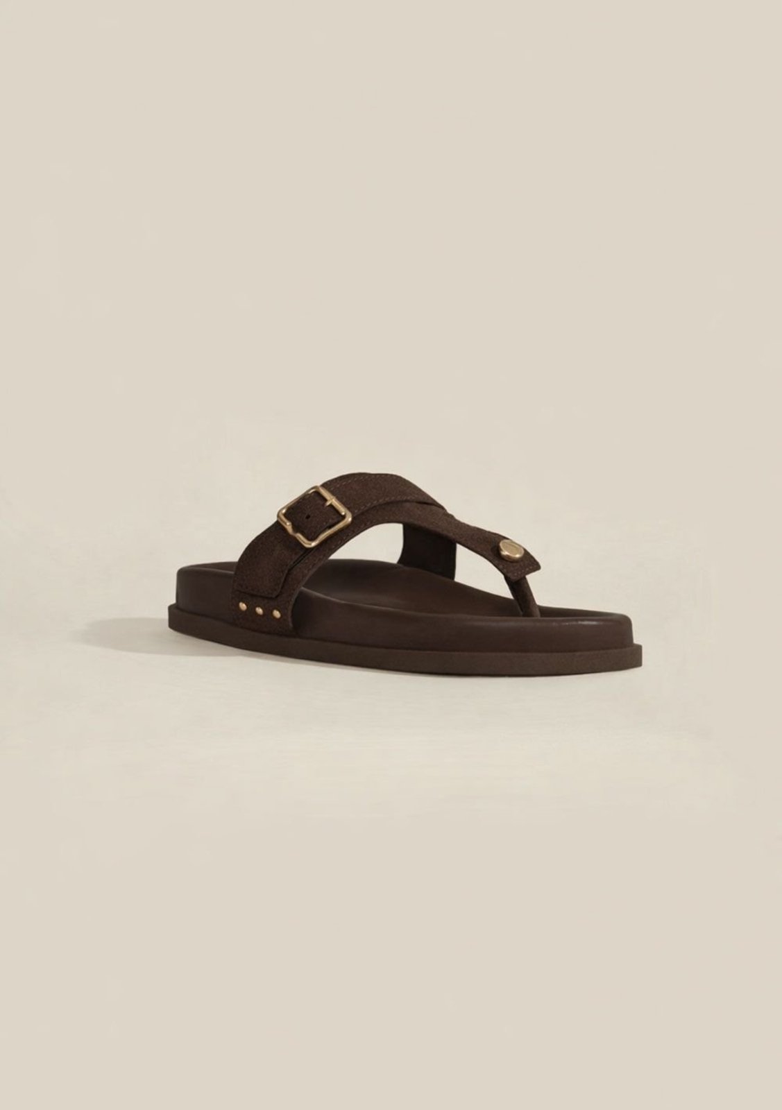 Sandalia Papete Com Fivela - Marrom