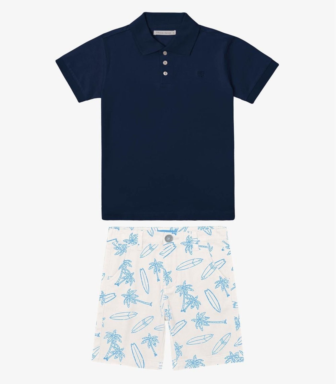 Infantil - Conjunto Masculino Polo Com Bermuda Trick Nick Azul