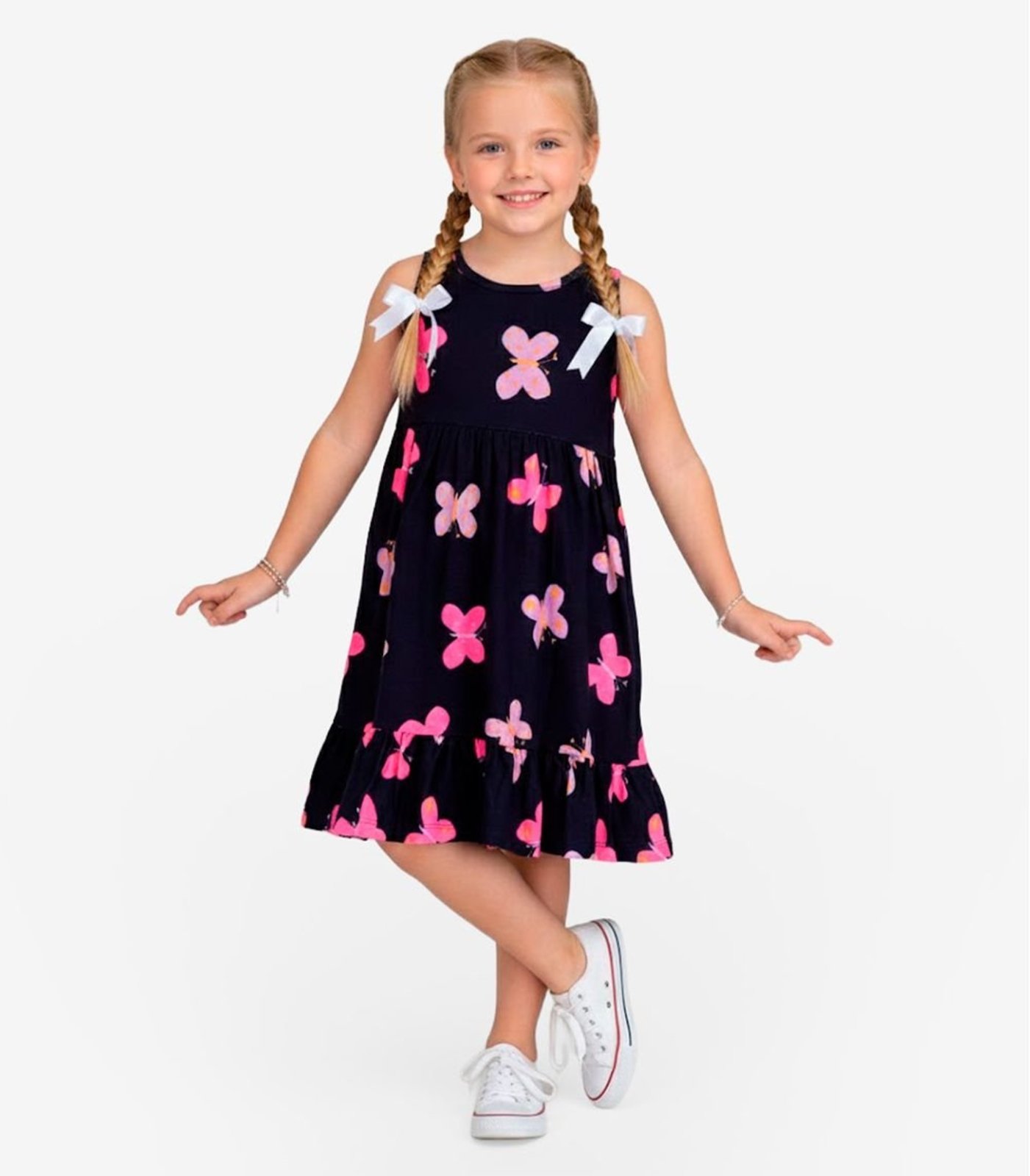 Infantil - Vestido em Meia Malha Penteada Select Azul