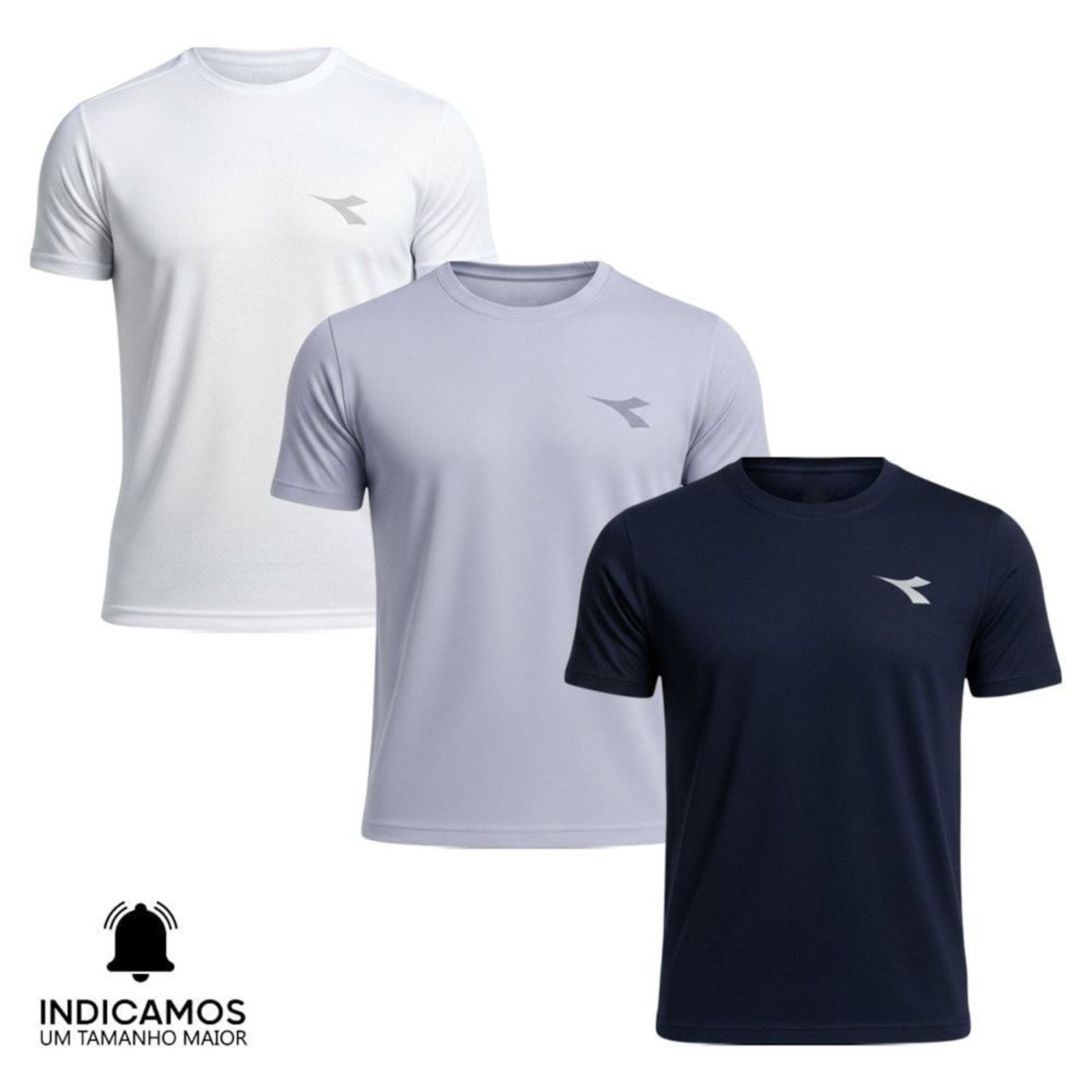 Kit 3 Camisetas Diadora Small Logo Masculina - Branco - diadora