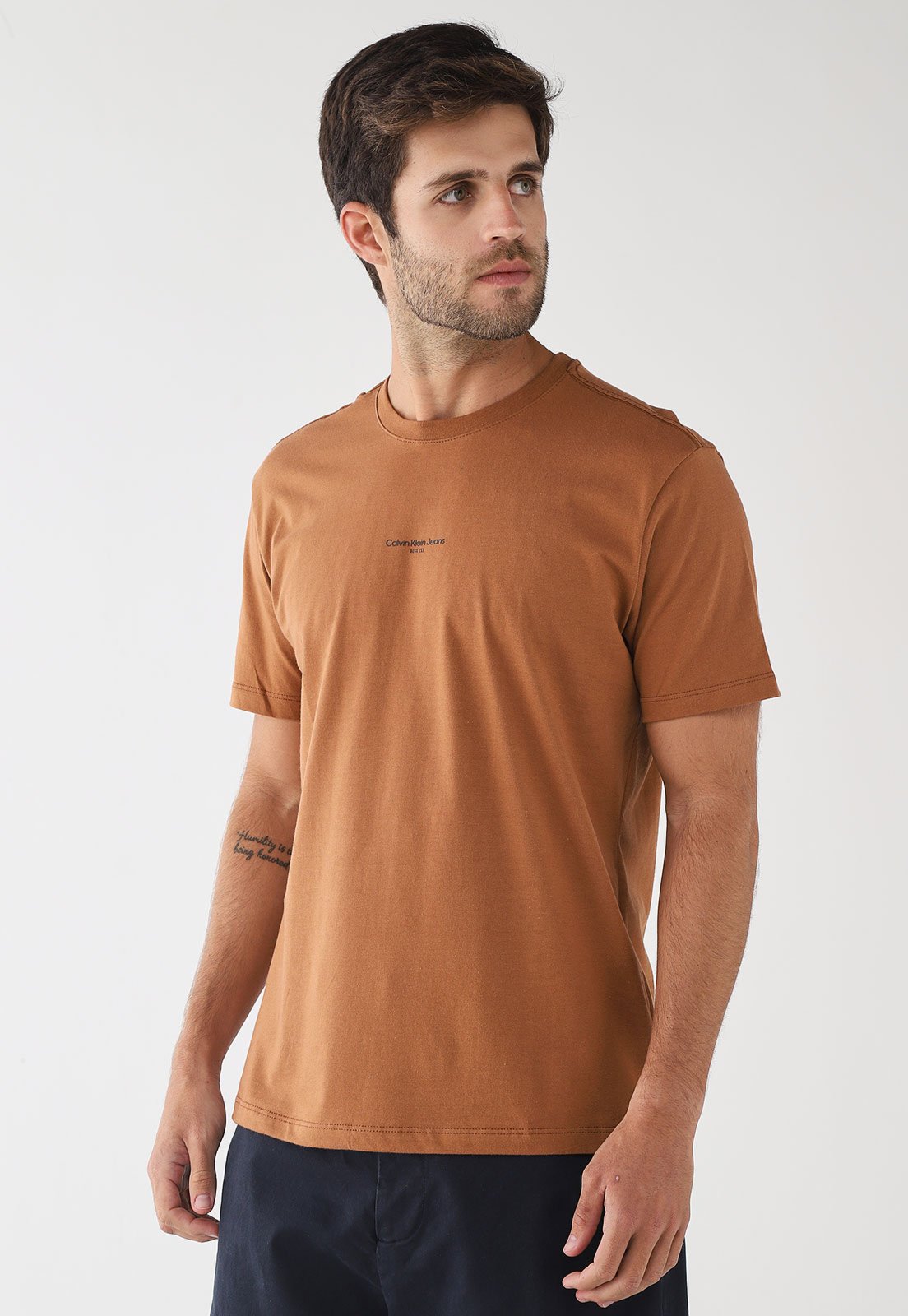 Camiseta Masculina Calvin Klein Jeans Push Your Limits Marrom