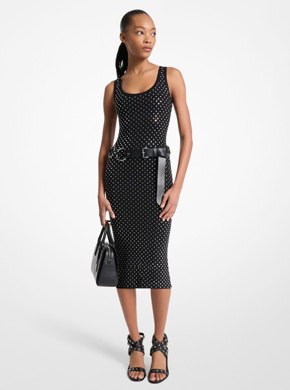 Vestido Midi Com Tachas Ms582xf5zv001