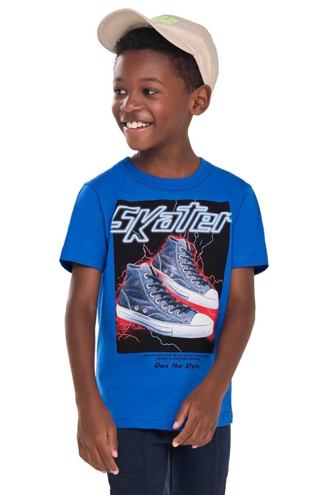 Infantil - Camiseta Menino Estampa Skater Elian Azul