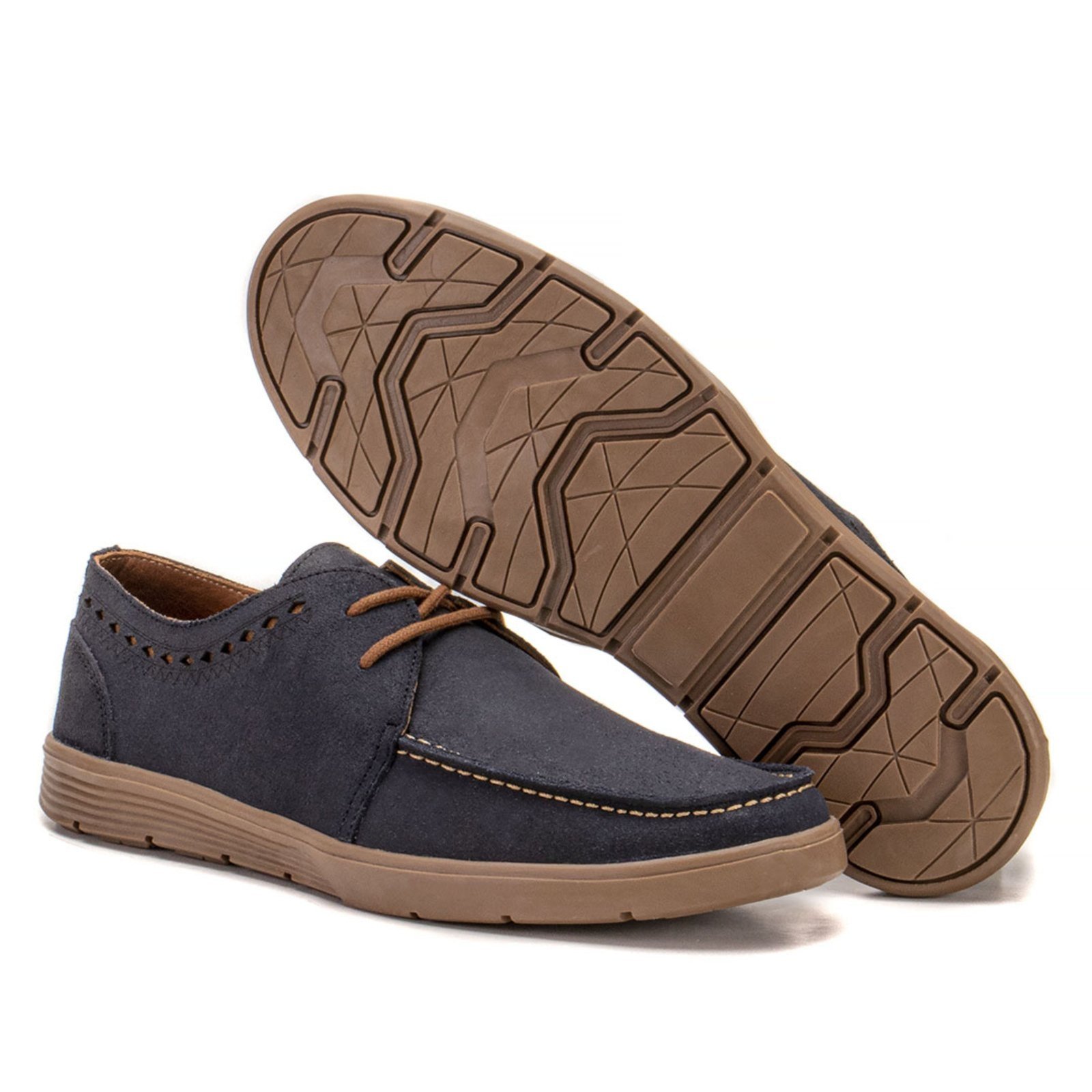 Sapato Dockside Alfa Masculino Em Couro Marinho Resinado Polo Urban