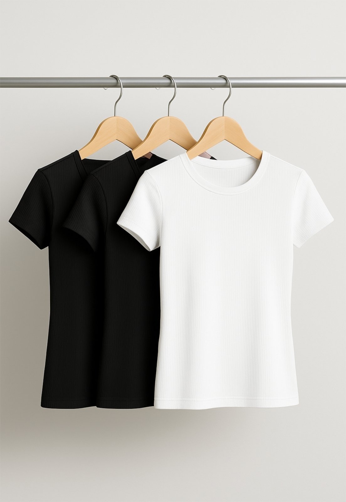 Kit 3 Blusas Básicas Manga Curta Canelada Salvatore Preto